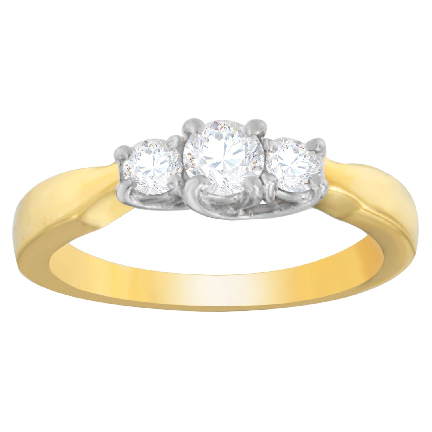 14K Two-Toned Gold 1/2 CTTW Round-cut Diamond Ring (G-H, SI1-SI2) - Friggin Jewelry Premium