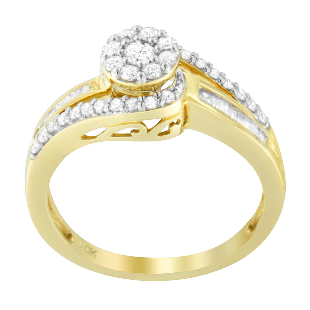 10K Yellow Gold Diamond Cluster Ring (1/2 Cttw, I-J Color, I2-I3 Clarity) - Friggin Jewelry