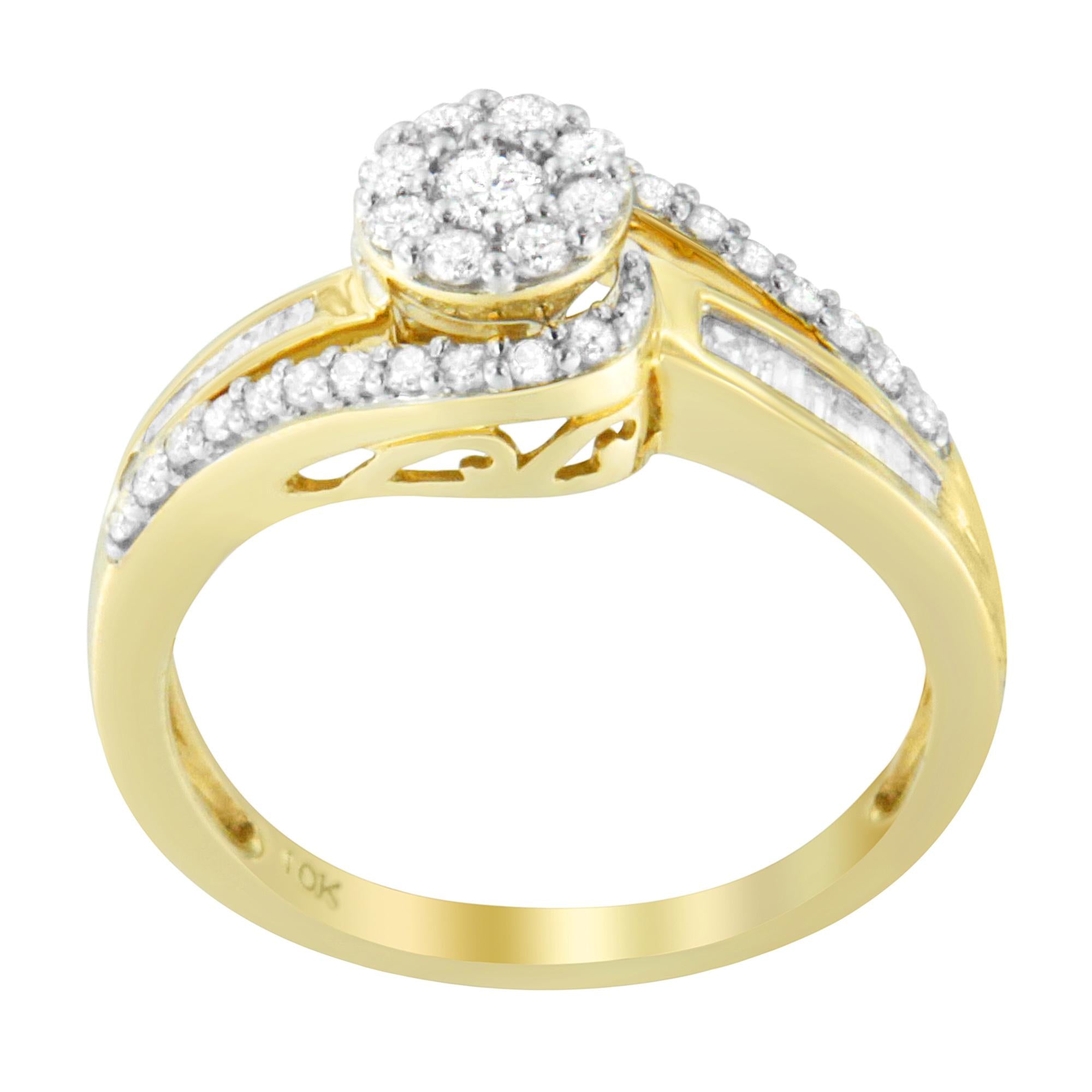 10K Yellow Gold Diamond Cluster Ring (1/2 Cttw, I-J Color, I2-I3 Clarity) - Friggin Jewelry