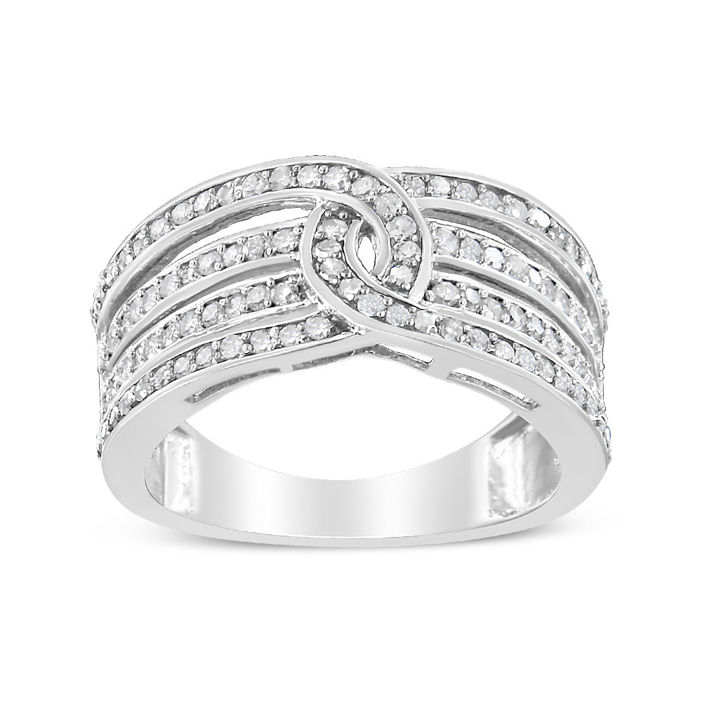 .925 Sterling Silver 1/2 Cttw Diamond Multi-Row Bypass Band Ring (I-J Color, I3 Clarity) - Friggin Jewelry