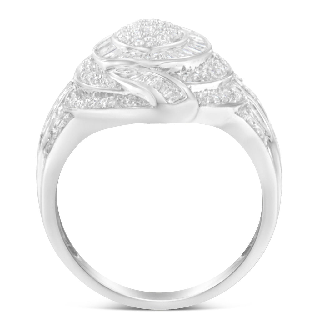 Anillo de cóctel de moda con triple halo de diamantes en forma de marquesa de 1-1/8 ct en plata esterlina 925 (color IJ, claridad I2-I3) - Friggin Jewelry