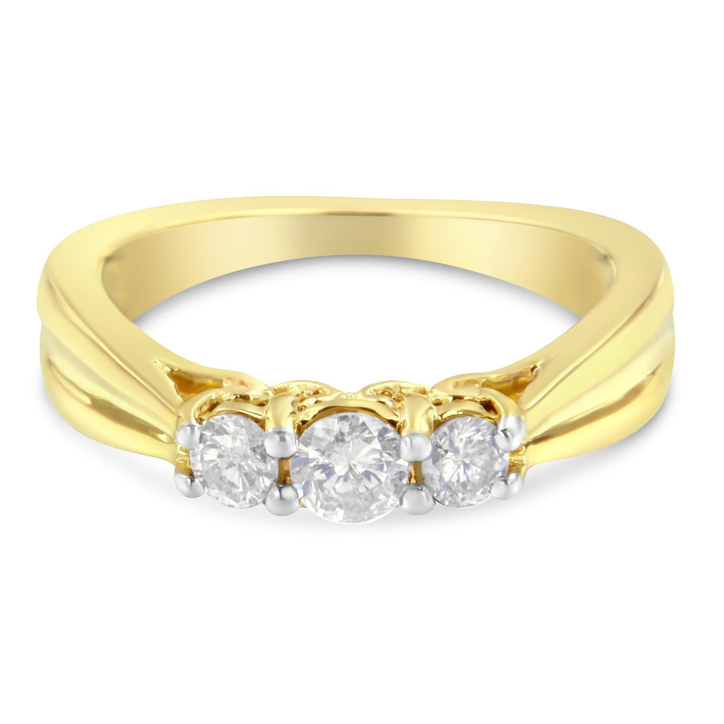 10K Yellow Gold Three-stone Diamond Ring (0.50 cttw, J-K Color, I2-I3 Clarity) - Friggin Jewelry