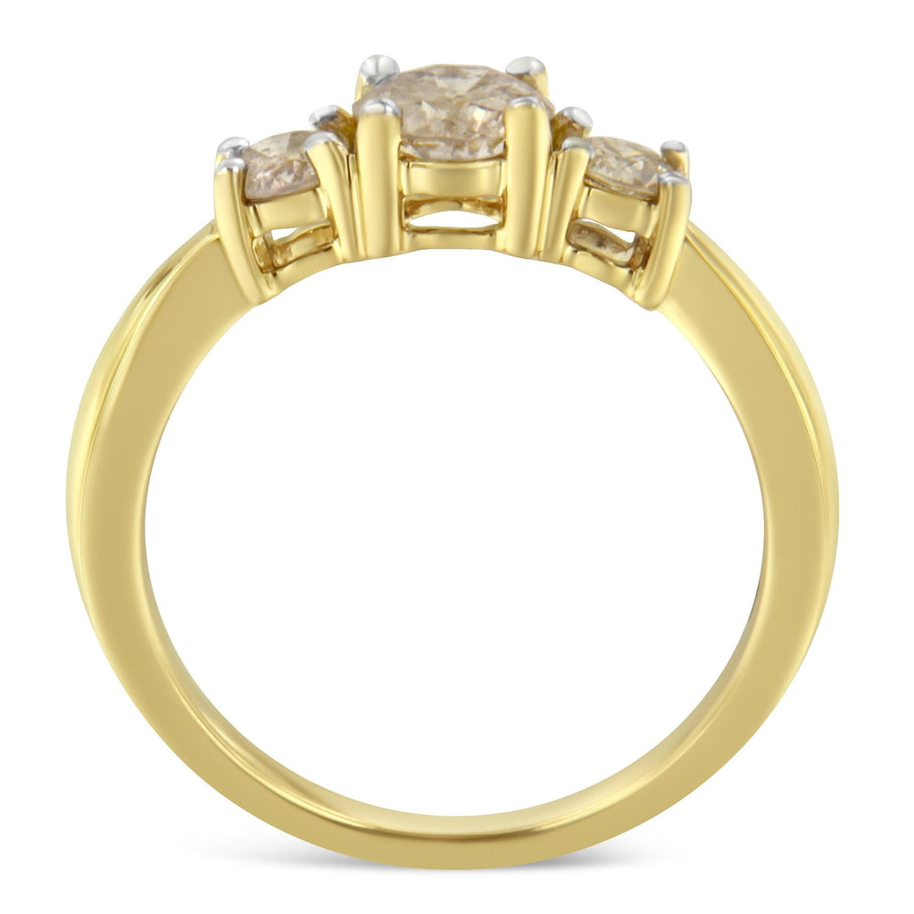 10K Yellow Gold Three Stone Diamond Band Ring (1.00 cttw, J-K Color, I2-I3 Clarity) - Friggin Jewelry