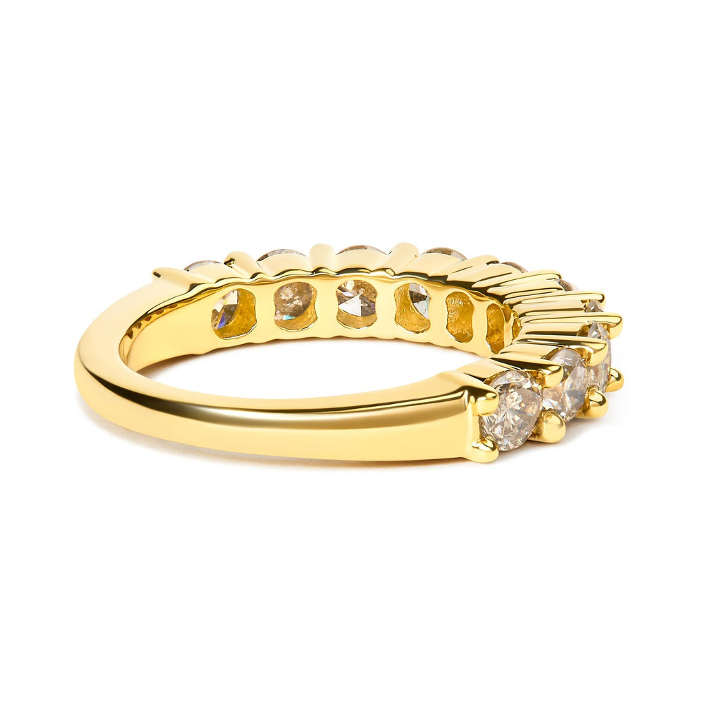 Anello per anniversario in argento sterling 925 placcato oro giallo 14K con 10 diamanti taglio brillante rotondo da 2,0 ct (colore JK, purezza I1-I2) - Friggin Jewelry