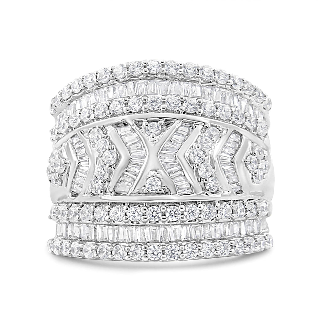 Anello a fascia multifila in argento sterling 925 con diamanti da 2,0 carati (colore JK, purezza I3) - Friggin Jewelry