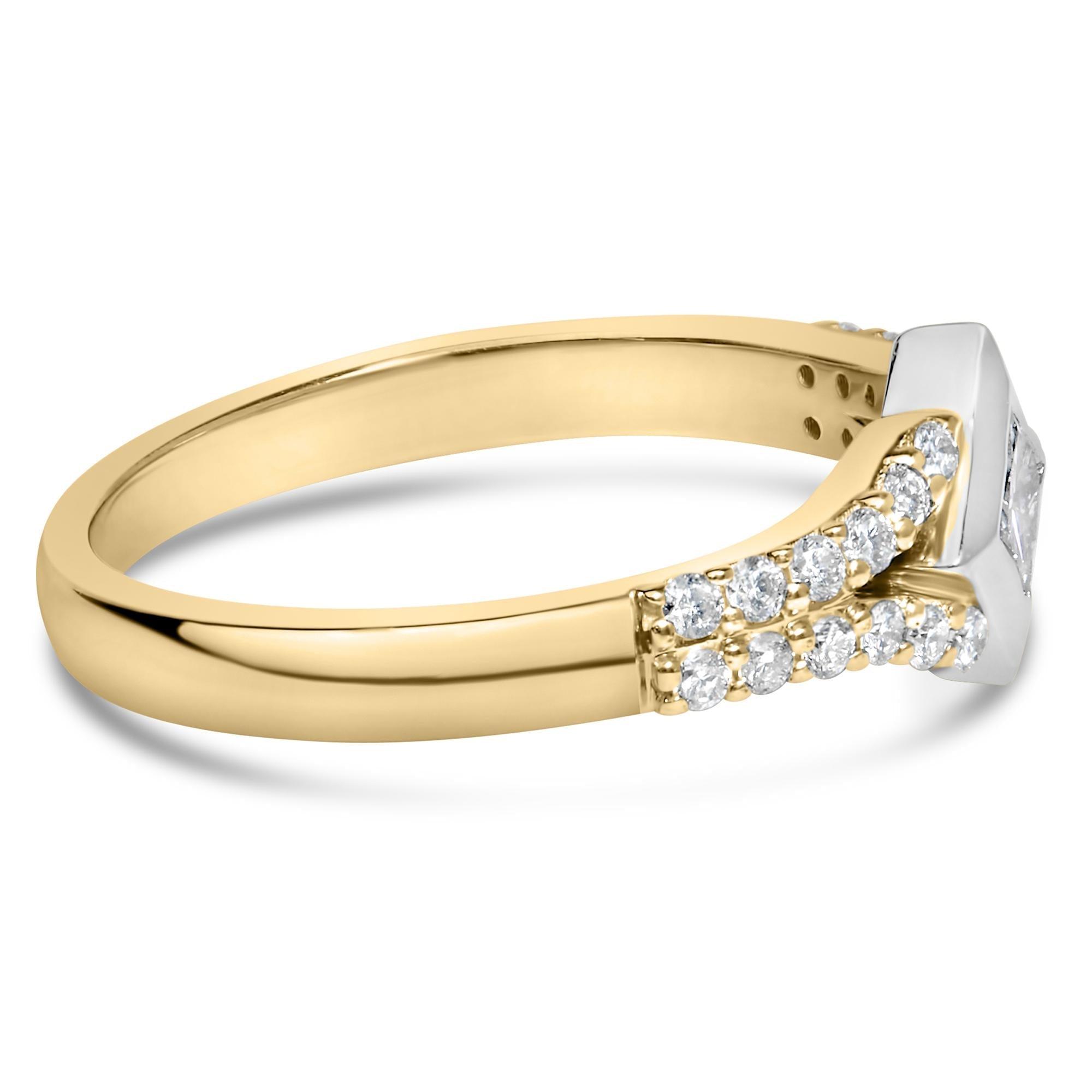 10K Two Tone Color 1/2 Cttw Diamond Kite and Split Shank Ring (H-I Color,SI2-I1 Clarity) - Friggin Jewelry