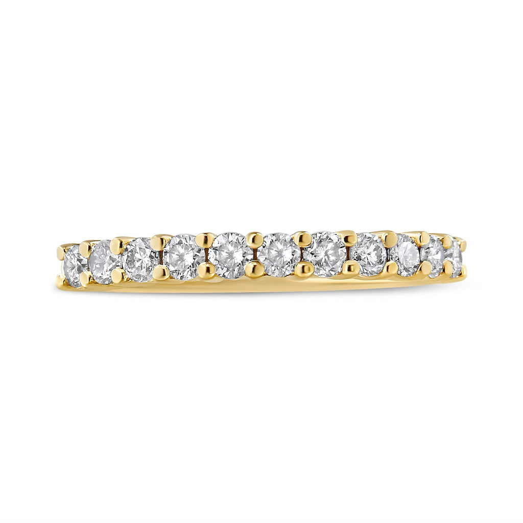 IGI Certified 1/2 Cttw Diamond 10K Yellow Gold Prong Set Fluted Band Style Wedding Ring (J-K Color, I1-I2 Clarity) - Friggin Jewelry