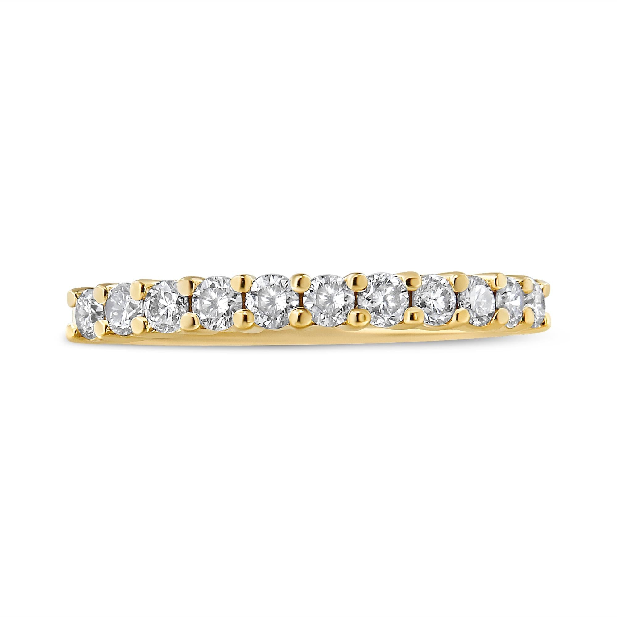 IGI Certified 1/2 Cttw Diamond 10K Yellow Gold Prong Set Fluted Band Style Wedding Ring (J-K Color, I1-I2 Clarity) - Friggin Jewelry