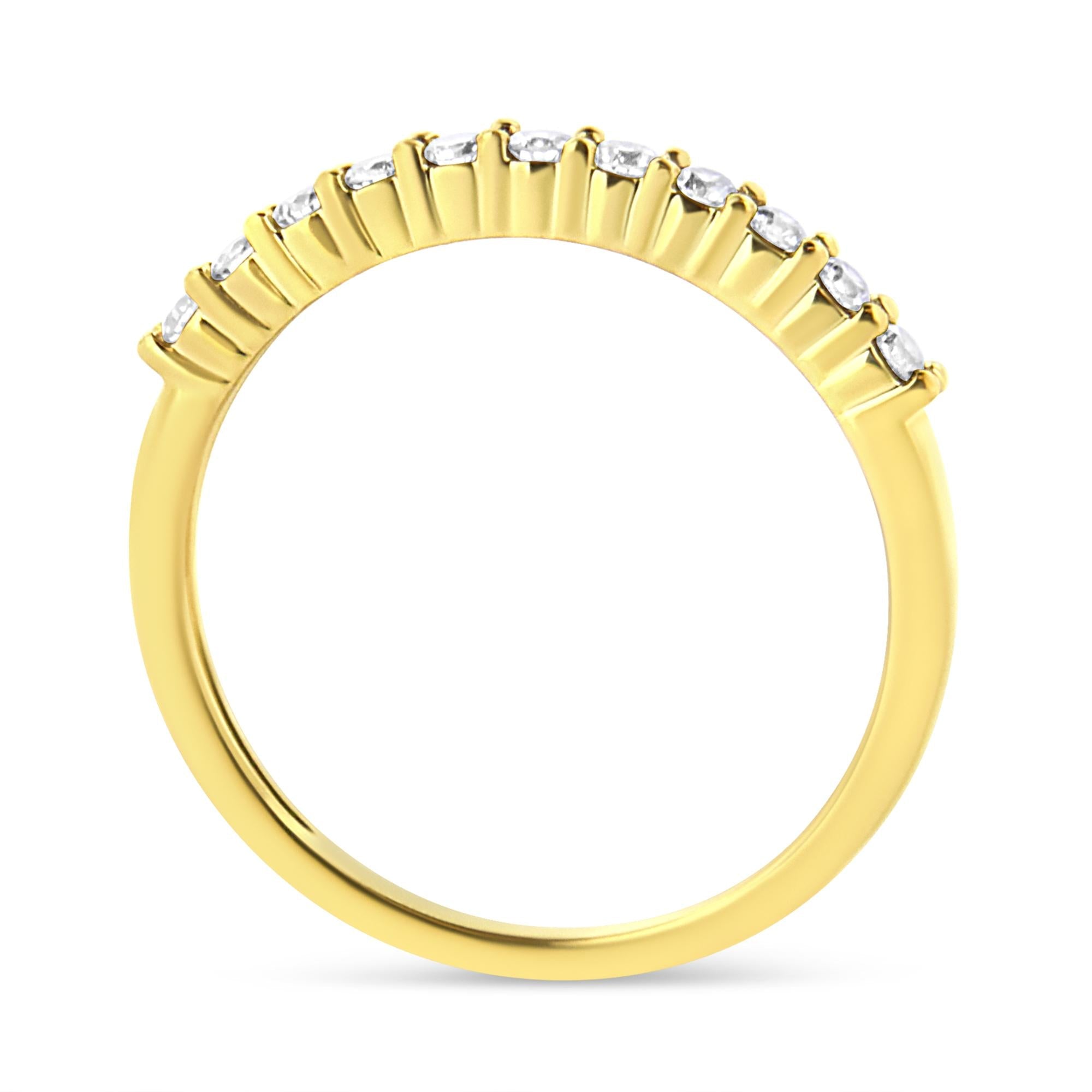 IGI Certified 1/4 Cttw Diamond 10K Yellow Gold Prong Set Fluted Band Style Ring (I-J Color, I2-I3 Clarity) - Friggin Jewelry