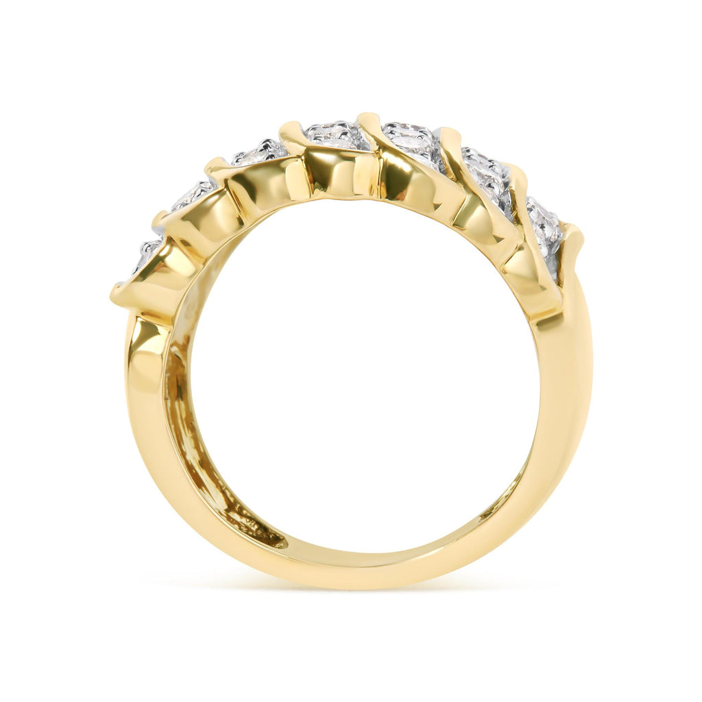 10 Yellow Gold 2.00 Cttw Diamond Multi Row Cocktail Band Ring (I-J Color, I1-I2 Clarity) - Friggin Jewelry