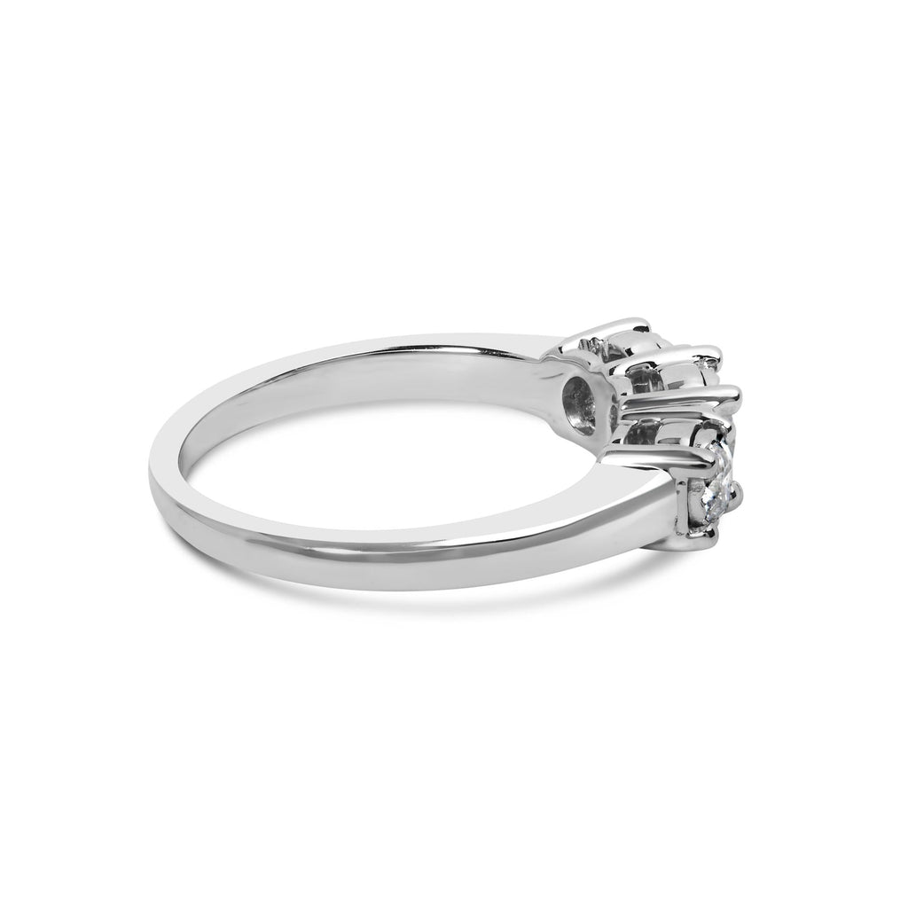 14K White Gold 1/2 Cttw Miracle Set Round Lab Grown Diamond Three Stone Illusion Plate Ring (F-G Color, VS1-VS2 Clarity) - Friggin Jewelry