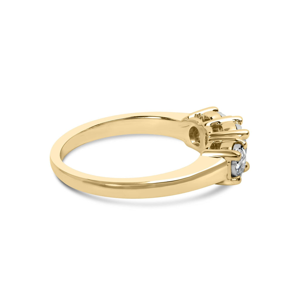 10K Yellow Gold 1/2 Cttw Miracle Set Round Diamond Three Stone Illusion Plate Ring (I-J Color, I2-I3 Clarity) - Friggin Jewelry