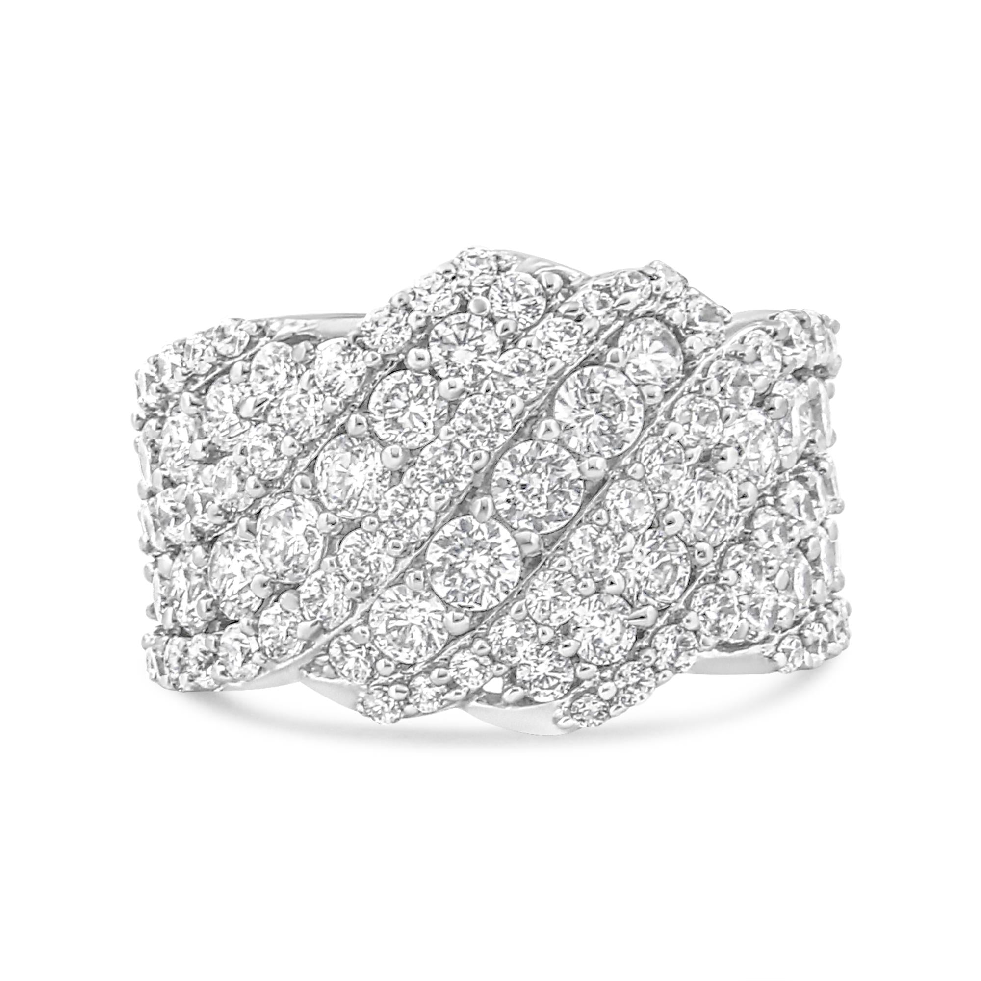 10K Gold 3.00 Cttw Diamond Multi Row Cluster Band Ring (I-J Color, I3 Clarity) - Friggin Jewelry