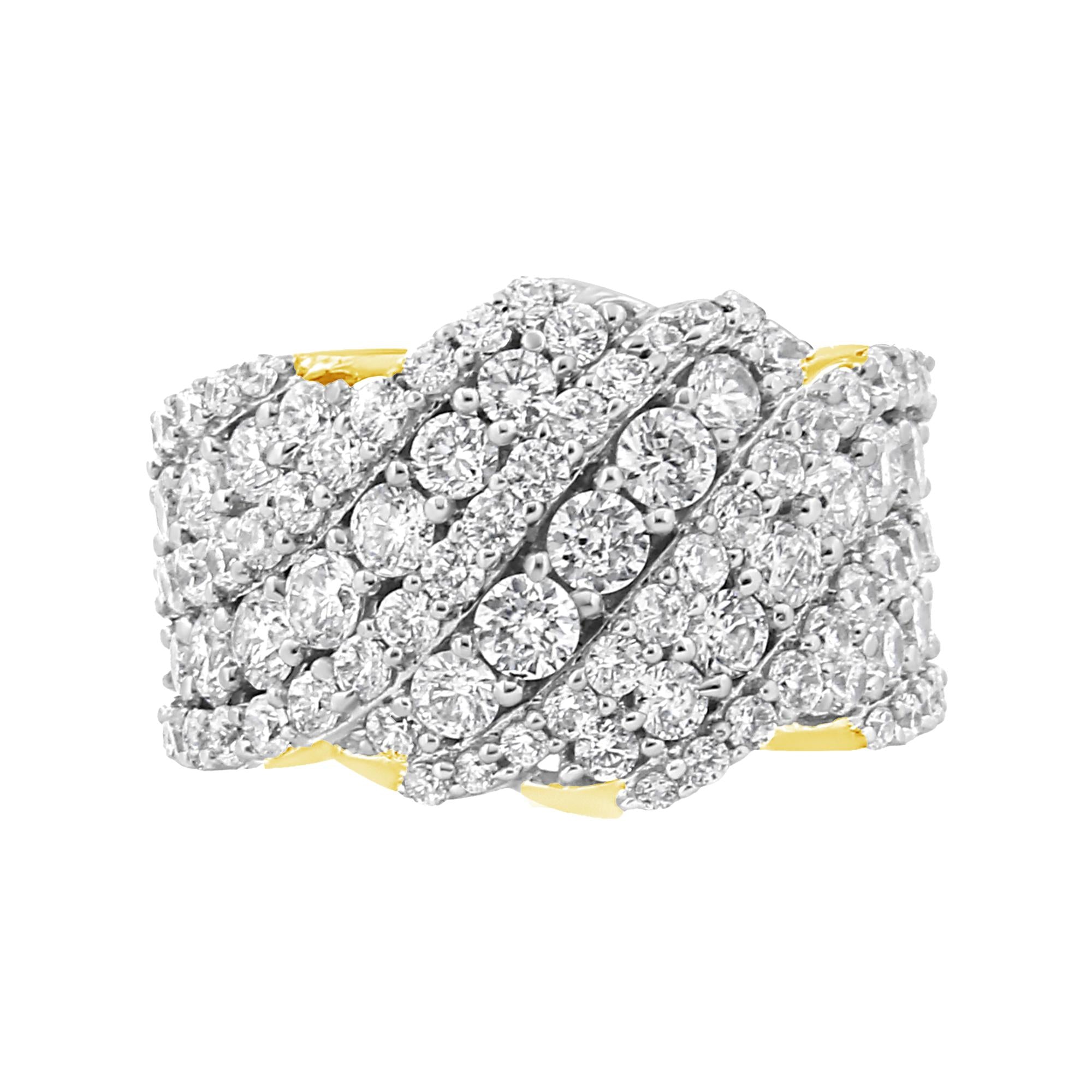 10K Gold 3.00 Cttw Diamond Multi Row Cluster Band Ring (I-J Color, I3 Clarity) - Friggin Jewelry