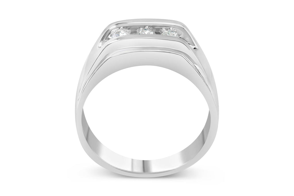 Men's .925 Sterling Silver 1/3 Cttw Diamond Channel Set 3 Stone Ring Band (I-J Color, I3 Clarity) - Friggin Jewelry