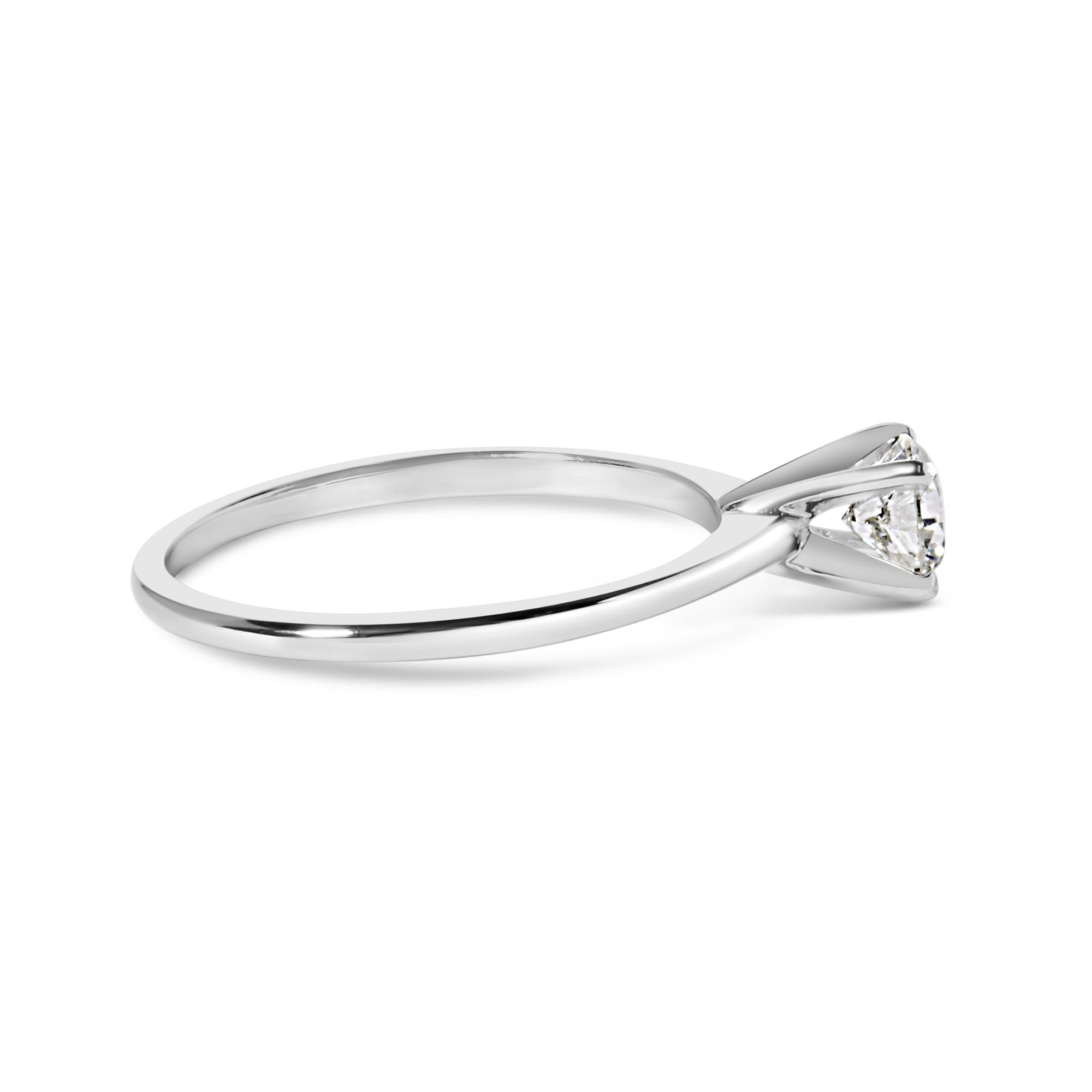 14K White Gold 1/2 Cttw Round Lab Grown Diamond 4 Prong Solitaire Engagement Ring (F-G Color, VS2-SI1 Clarity) - Friggin Jewelry