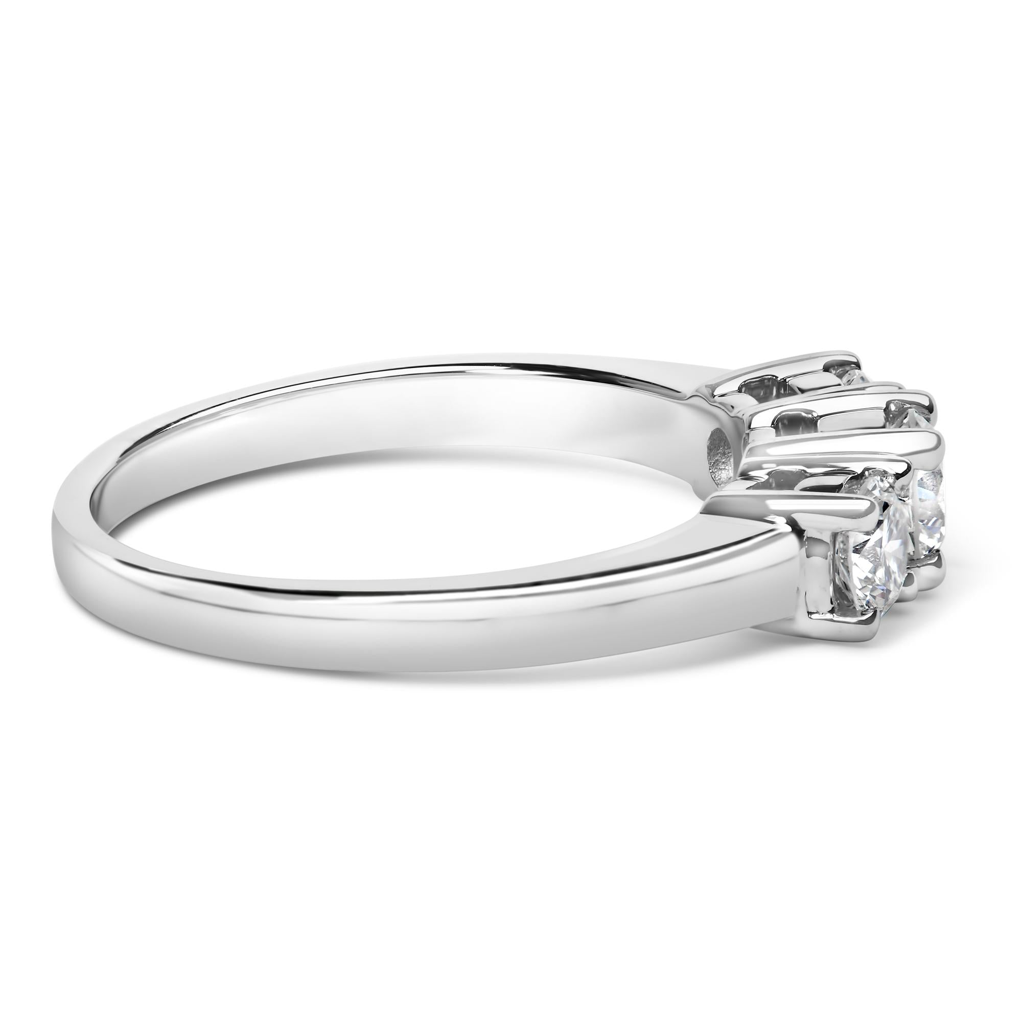 14K White Gold  3/4 Cttw Lab Grown Diamond 3 Stone Ring Band (F-G Color, VS2-SI1 Clarity) - Friggin Jewelry