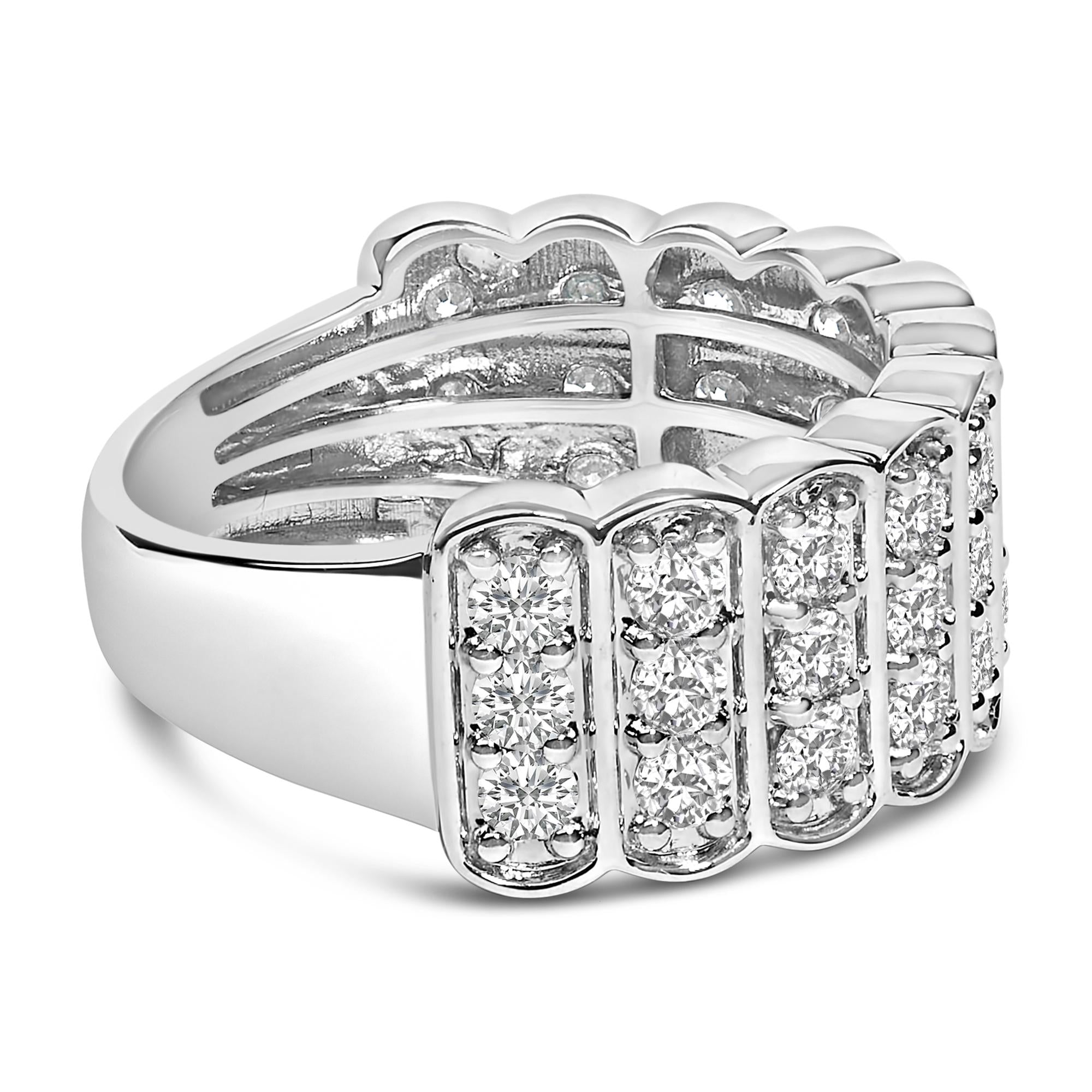 .925 Sterling Silver 1 1/2 Cttw Lab Grown Diamond 11 Row Band Ring (F-G Color, VS1-VS2 Clarity) - Friggin Jewelry