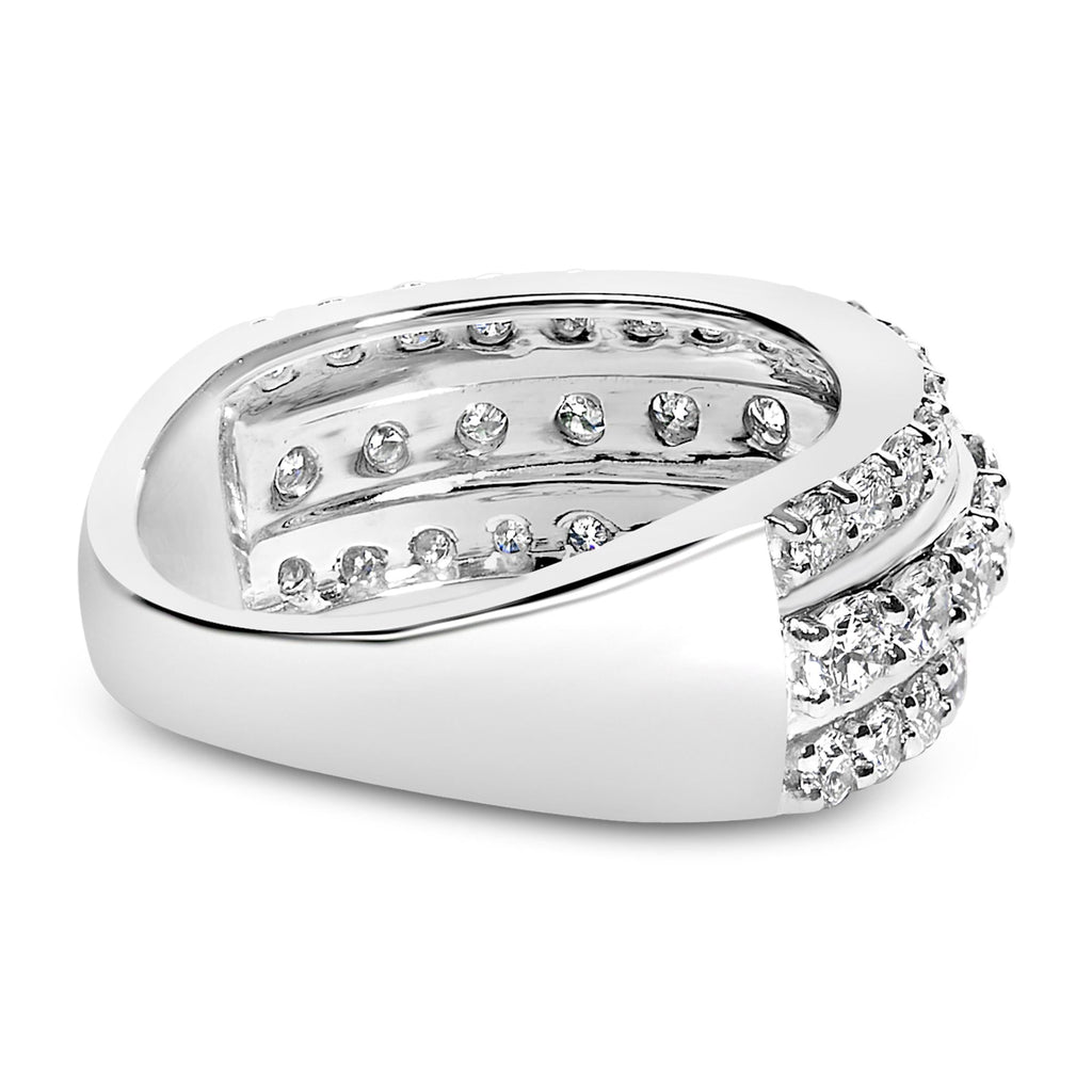 .925 Sterling Silver 2.0 Cttw Lab Grown Diamond 3 Row Band Ring (F-G Color, VS1-VS2 Clarity - Friggin Jewelry