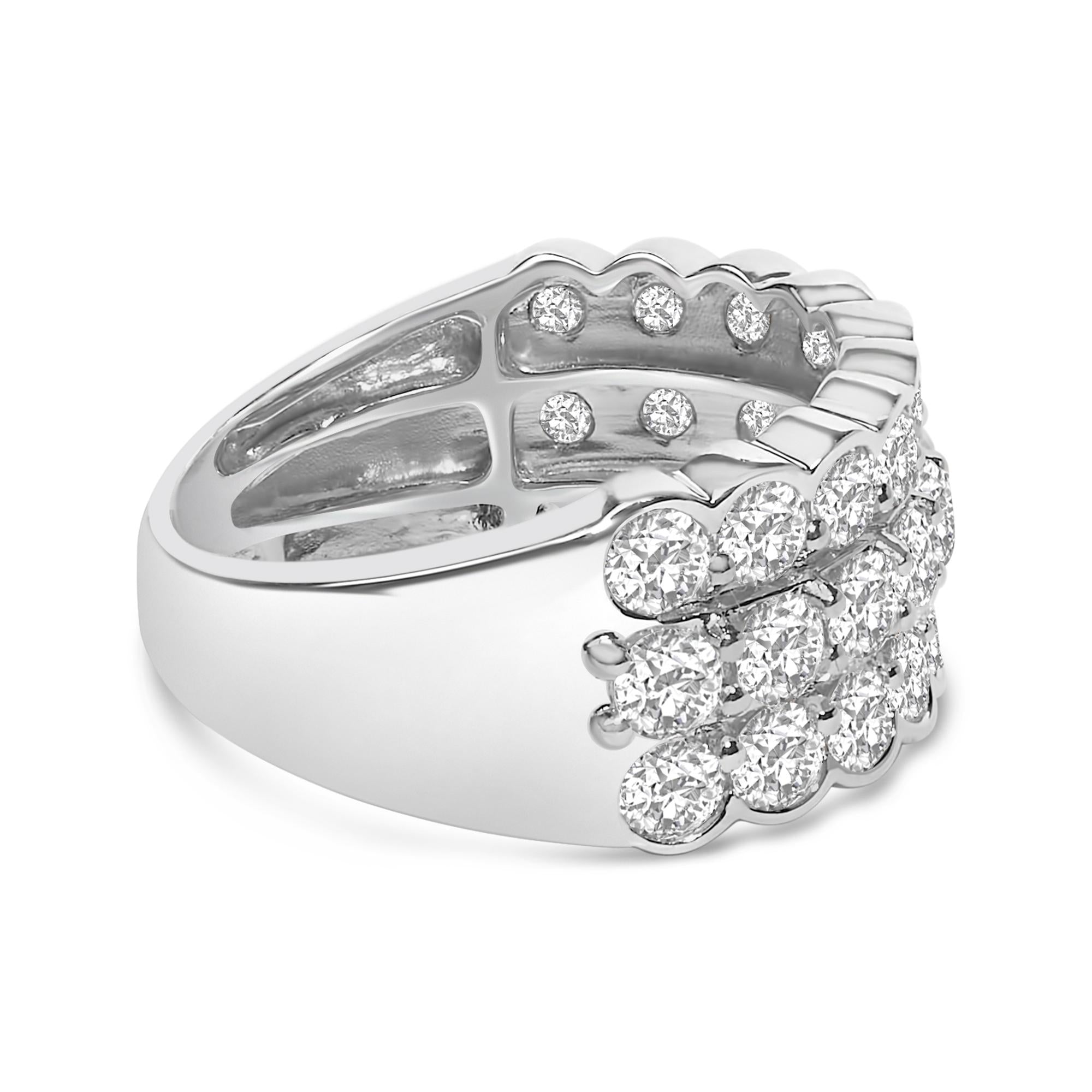 .925 Sterling Silver 3.0 Cttw Lab Grown Diamond 3 Row Band Ring (F-G Color, VS1-VS2 Clarity) - Friggin Jewelry