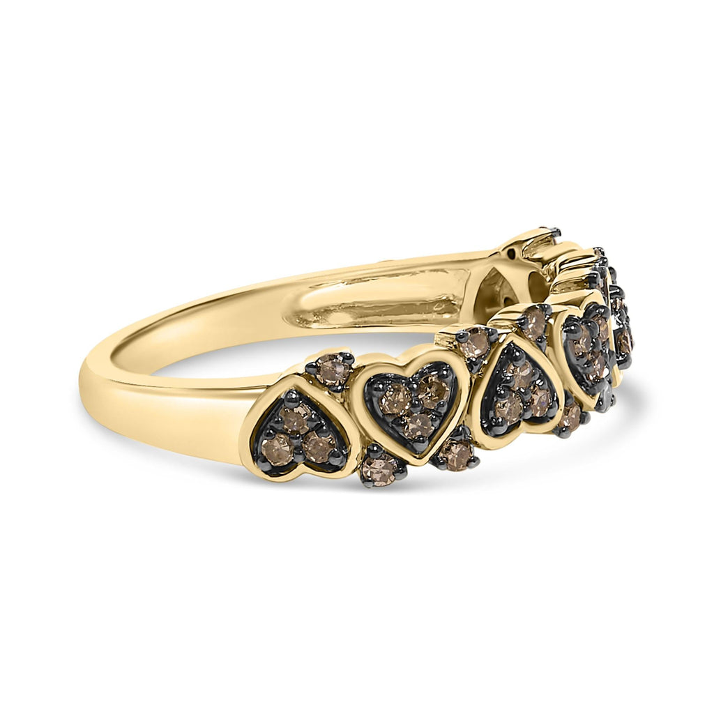 10K Yellow Gold Plated .925 Sterling Silver 1/3 cttw Natural Diamond Band Ring - Friggin Jewelry