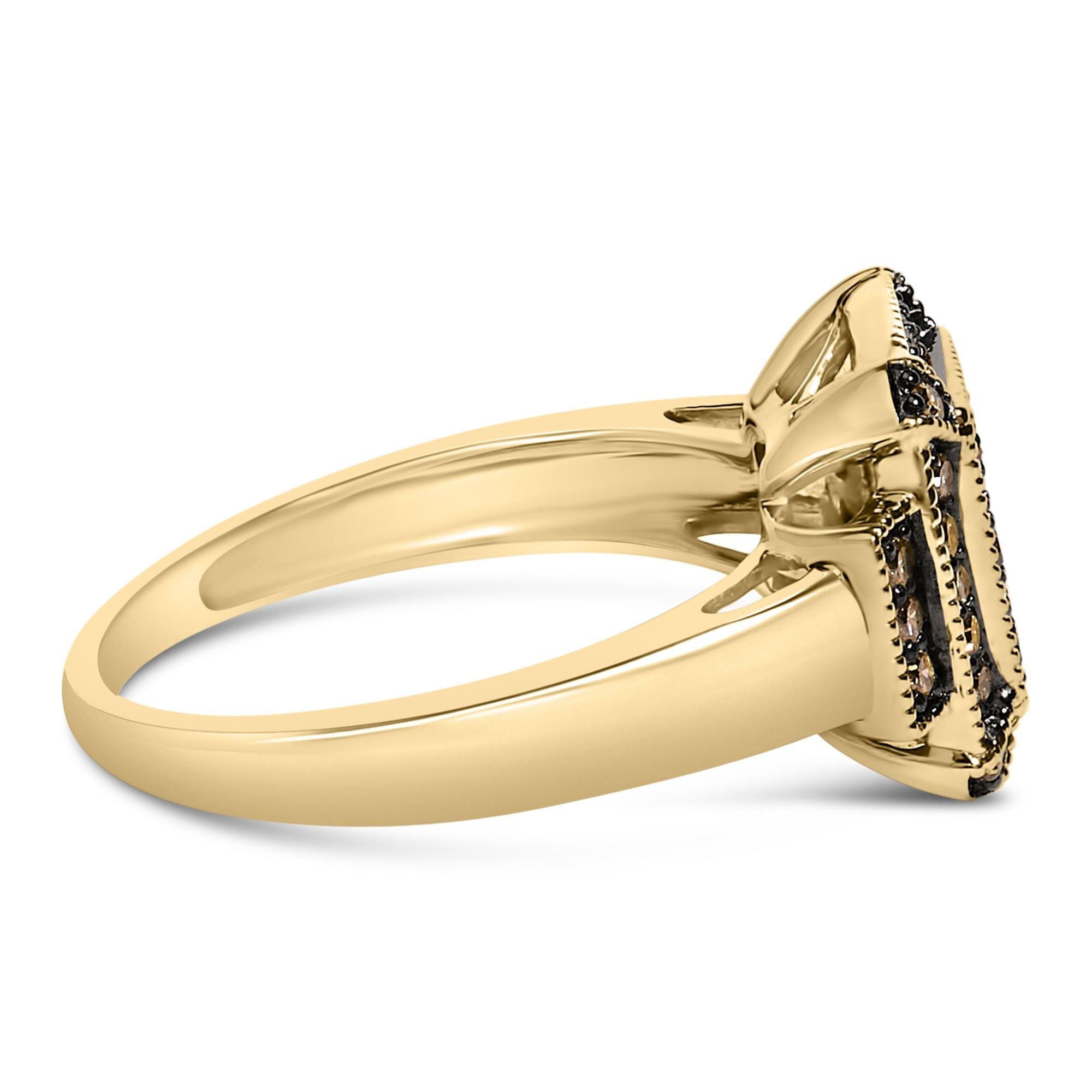 Anillo de compromiso con diamantes color champán de 1/2 quilates en plata de ley 925 bañada en oro amarillo de 10 quilates - Friggin Jewelry