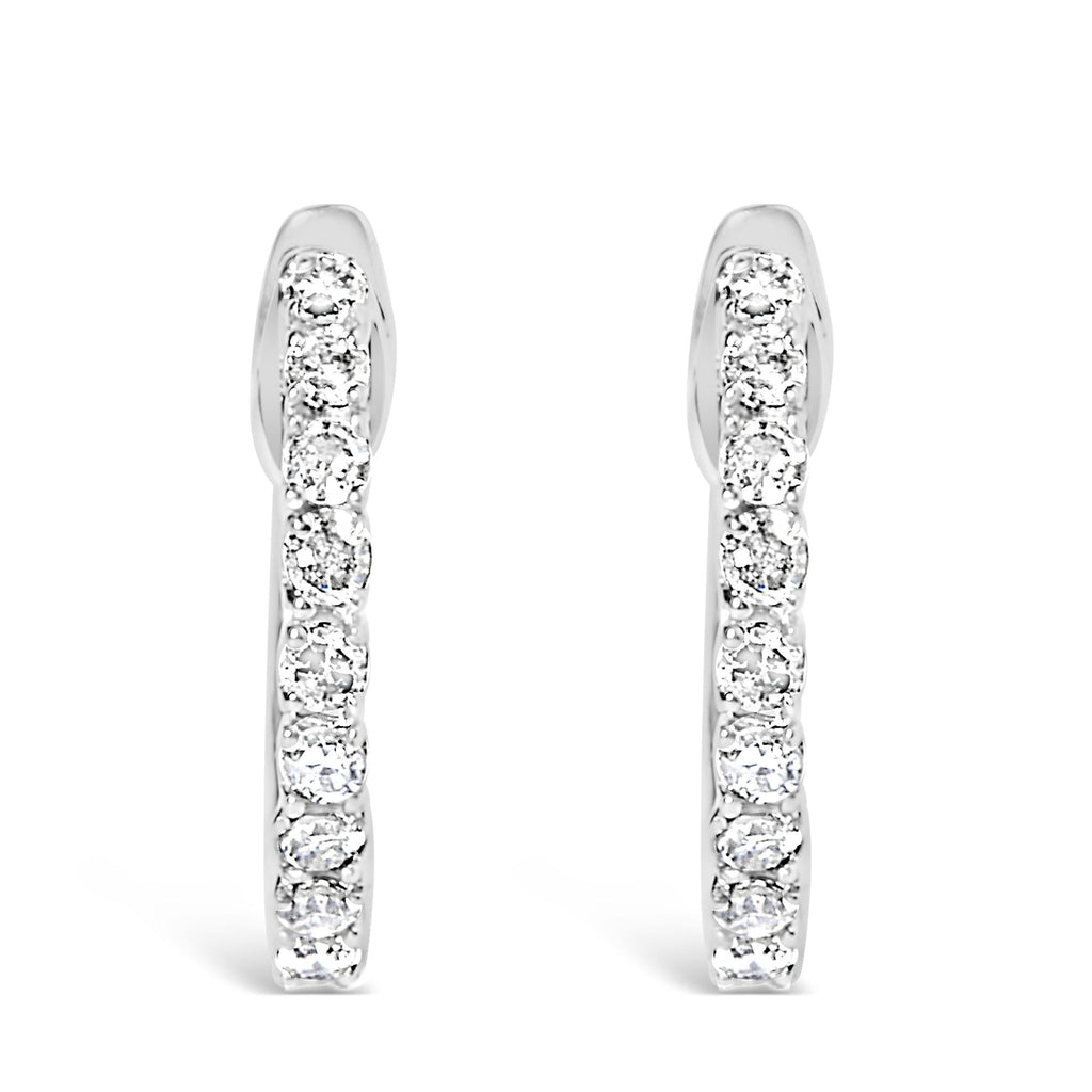 Orecchini a cerchio piccoli in argento sterling 925 con diamanti da 1/6 carati (colore IJ, purezza I2-I3) - Friggin Jewelry