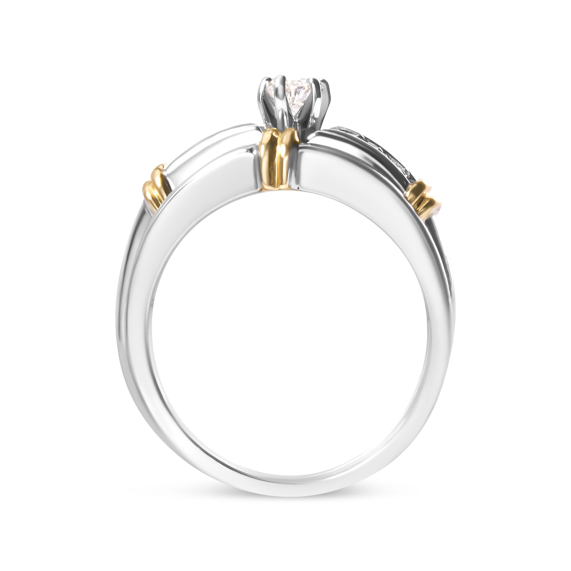 14K Yellow and White Gold 1/3 Cttw Marquise Diamond Cocktail Engagement Ring Set (H-I Color, SI1-SI2 Clarity) - Friggin Jewelry