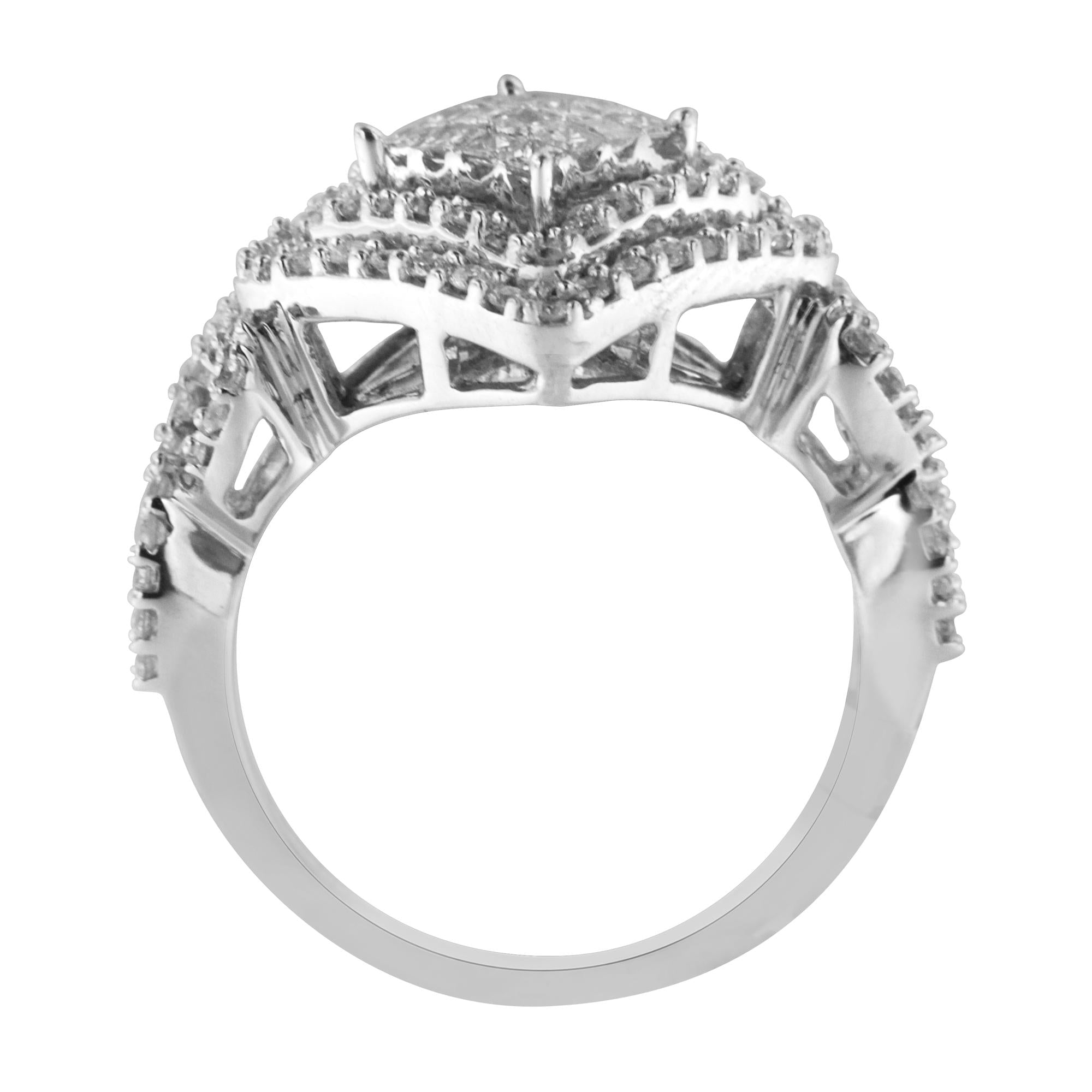 Anello composito in oro bianco 14 carati con diamanti (1 carato, colore HI, purezza I1-I2) - Friggin Jewelry