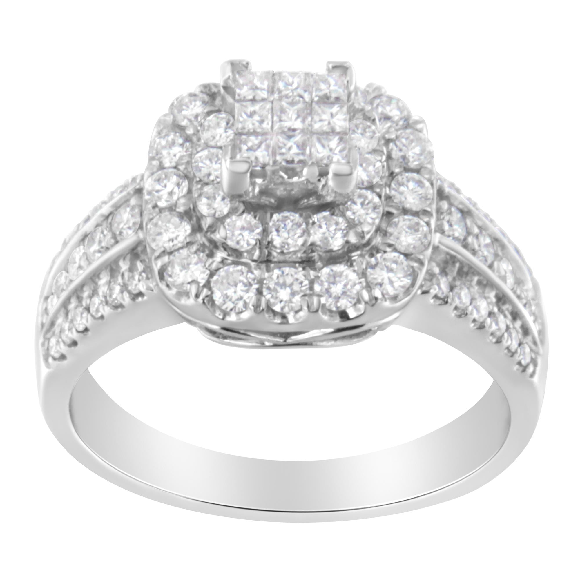14K White Gold Diamond Vintage Ring (1 cttw, H-I Color, I1-I2 Clarity) - Friggin Jewelry