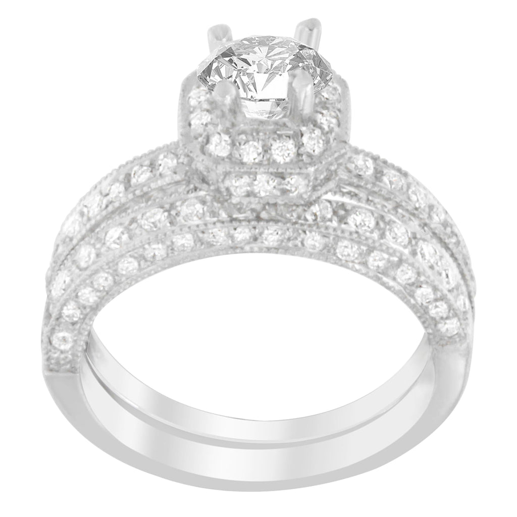 14K White Gold 1 ct. TDW Round Cut Diamond Ring (G-H, I1-I2) - Friggin Jewelry