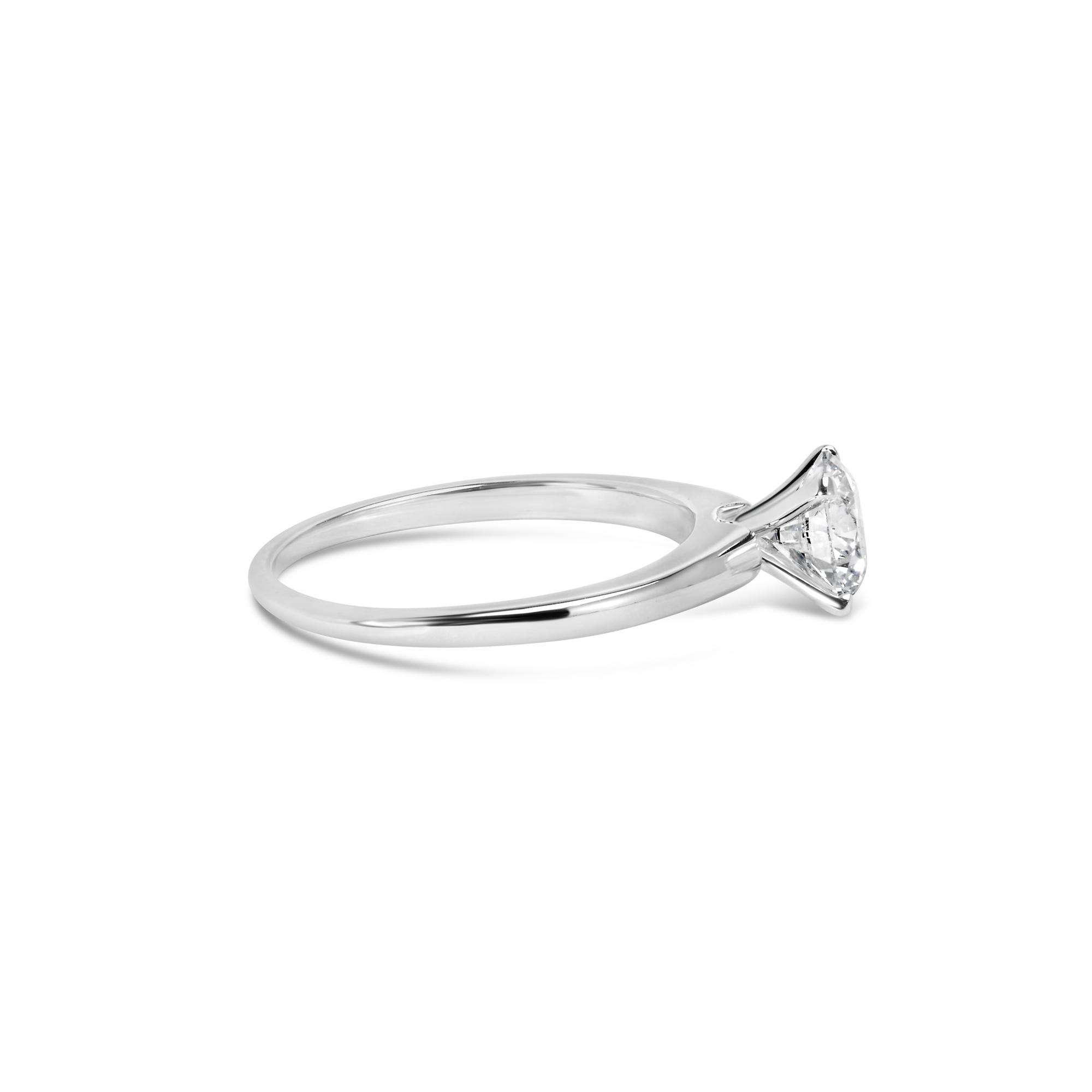 14K White Gold 1.0 Cttw Round Lab Grown Diamond 4 Prong Solitaire Engagement Ring (F-G Color, VS2-SI1 Clarity) - Friggin Jewelry