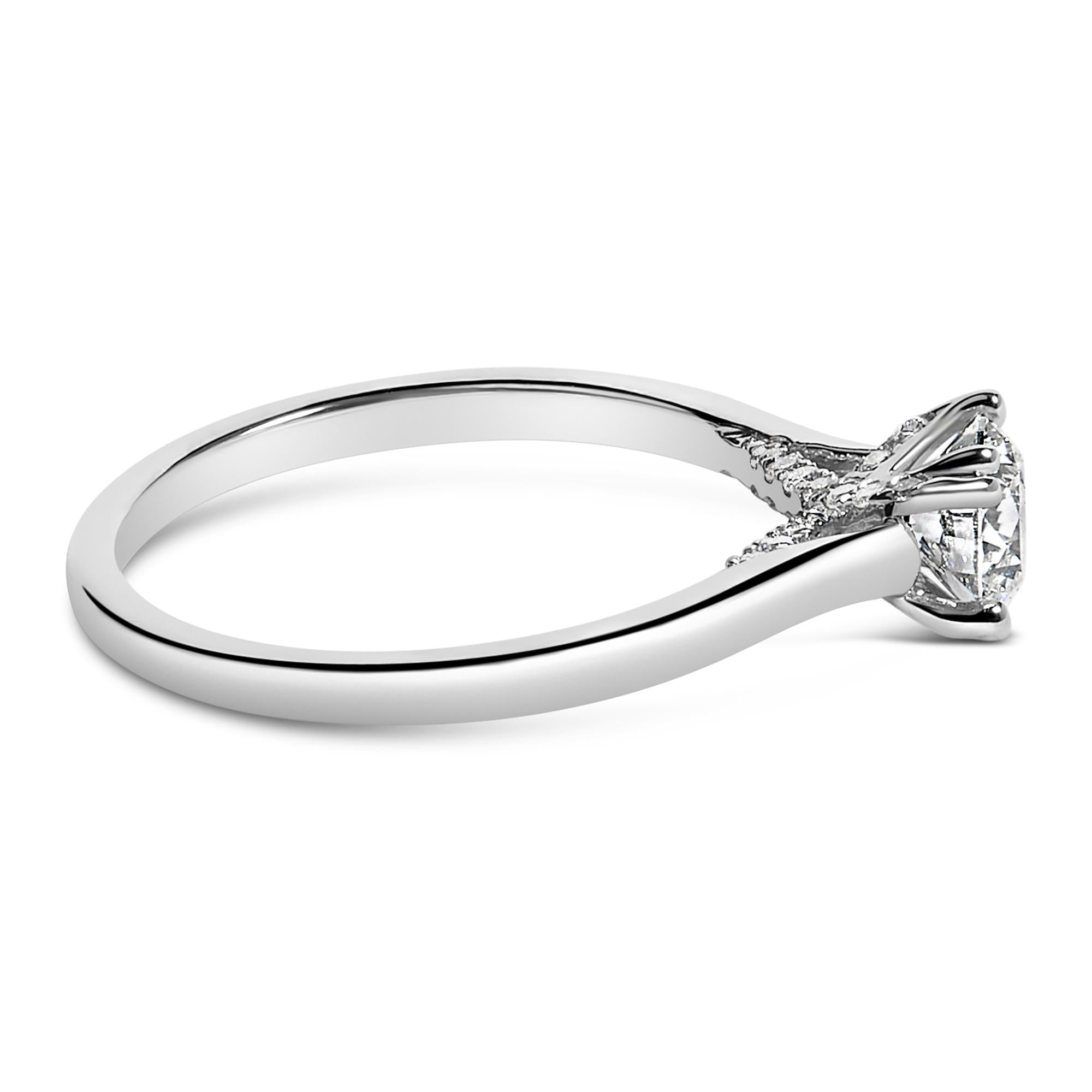 14K White Gold 7/8 Cttw Lab Grown Diamond Solitaire Cathedral Style Engagement Ring (F-G Color, VS1-VS2 Clarity) - Friggin Jewelry