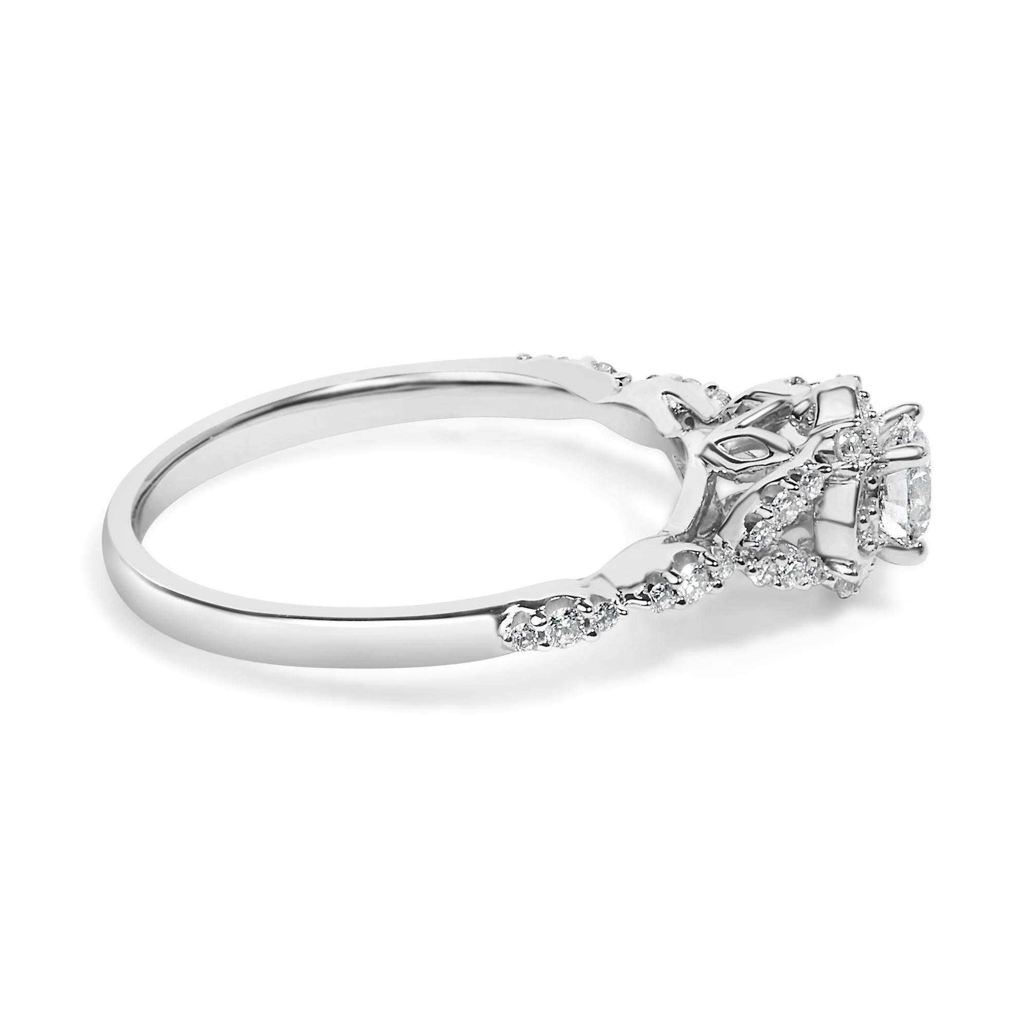 14K White Gold 1/2 Cttw Lab Grown Diamond Vintage Style Engagement Ring (F-G Color, VS1-VS2 Clarity) - Friggin Jewelry