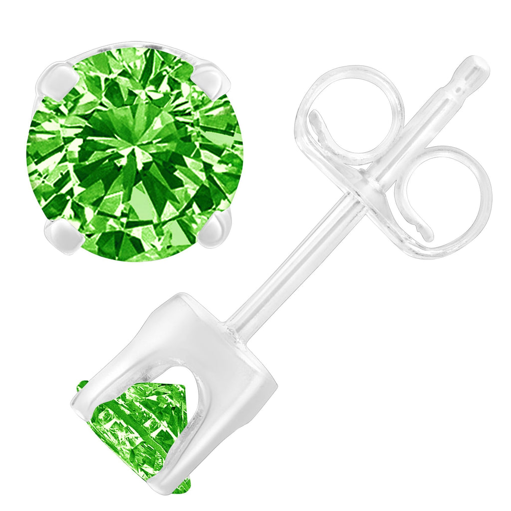 .925 Sterling Silver 0.15 Cttw Round Brilliant-Cut Diamond Classic 4-Prong Stud Earrings - Friggin Jewelry