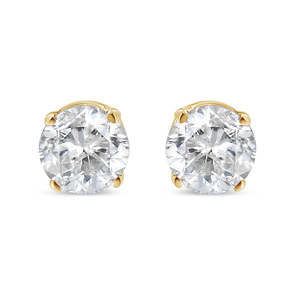 14K Yellow Gold 1/2 Cttw Round-Cut Diamond Solitaire Stud Earrings (O-P Color, SI2-I1 Clarity) - Friggin Jewelry