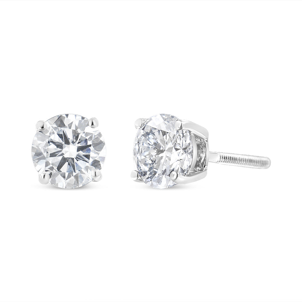 .925 Sterling Silver 1-1/2 Cttw Round Brilliant-Cut Black Diamond Bezel-Set Stud Earrings with Screw Backs (Fancy Color-Enhanced, I2-I3 Clarity) - Friggin Jewelry