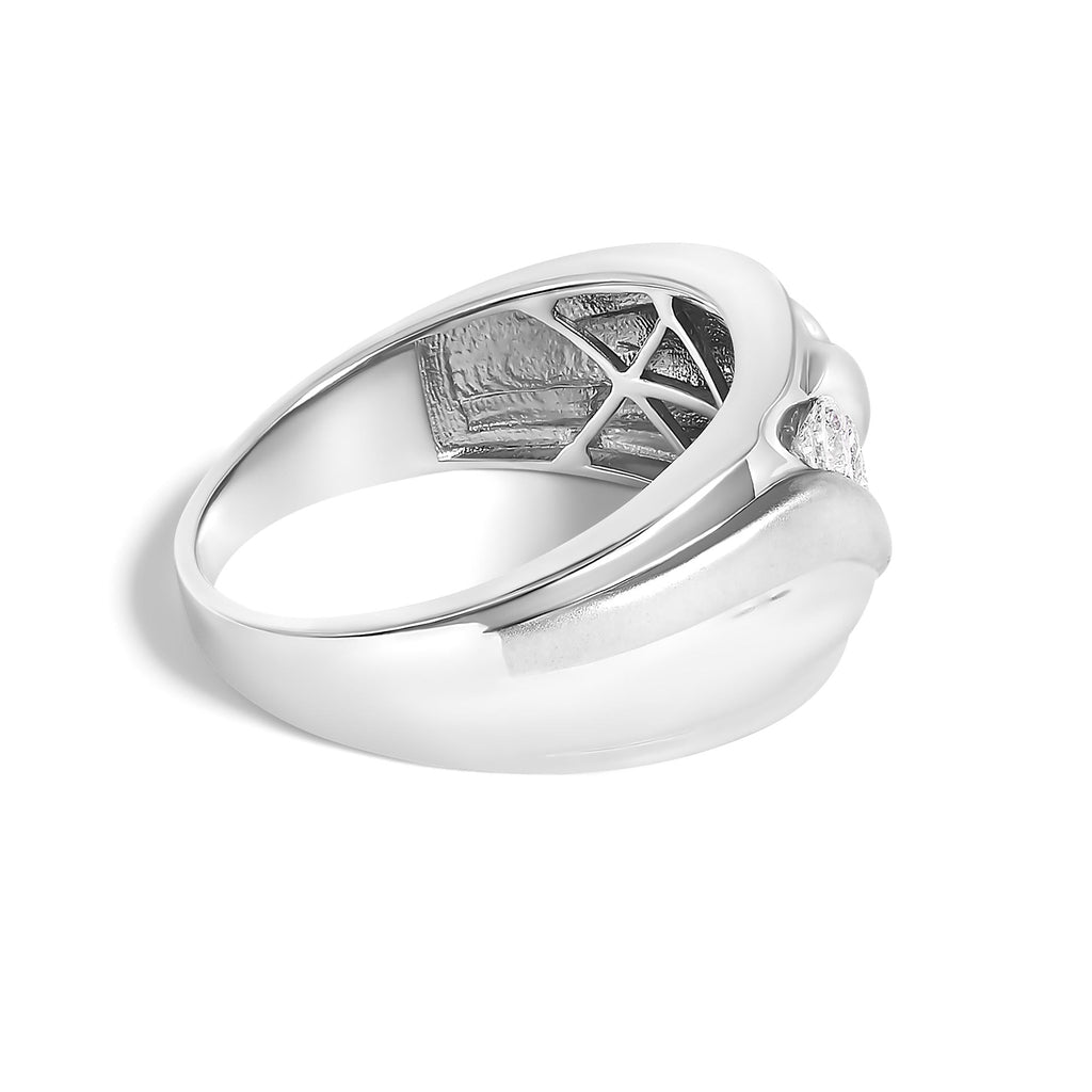 Anillo de plata de ley 925 para hombre con diamantes de 1/2 quilates y 3 piedras engastadas en canal - Friggin Jewelry