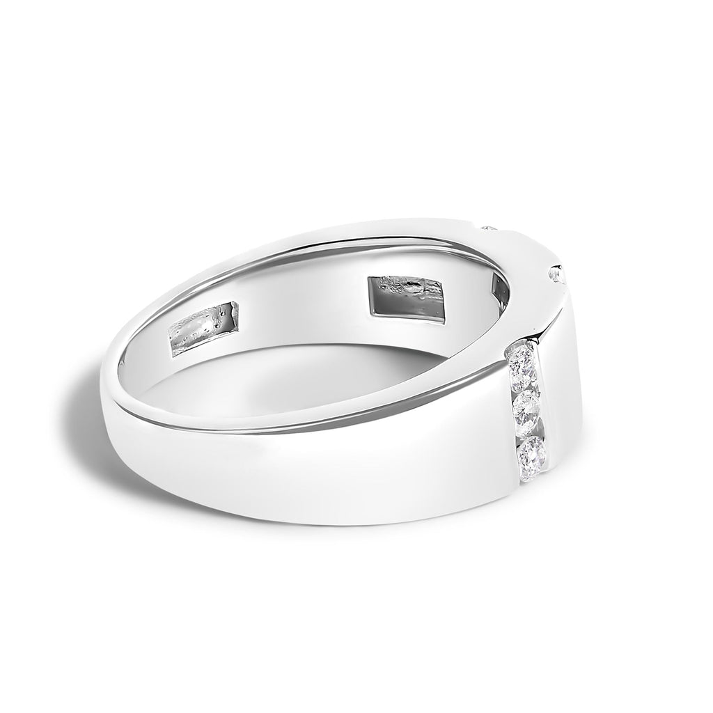Anillo de plata de ley 925 para hombre con tres filas de diamantes de 1/2 quilates (color HI, claridad I1-I2) - Friggin Jewelry