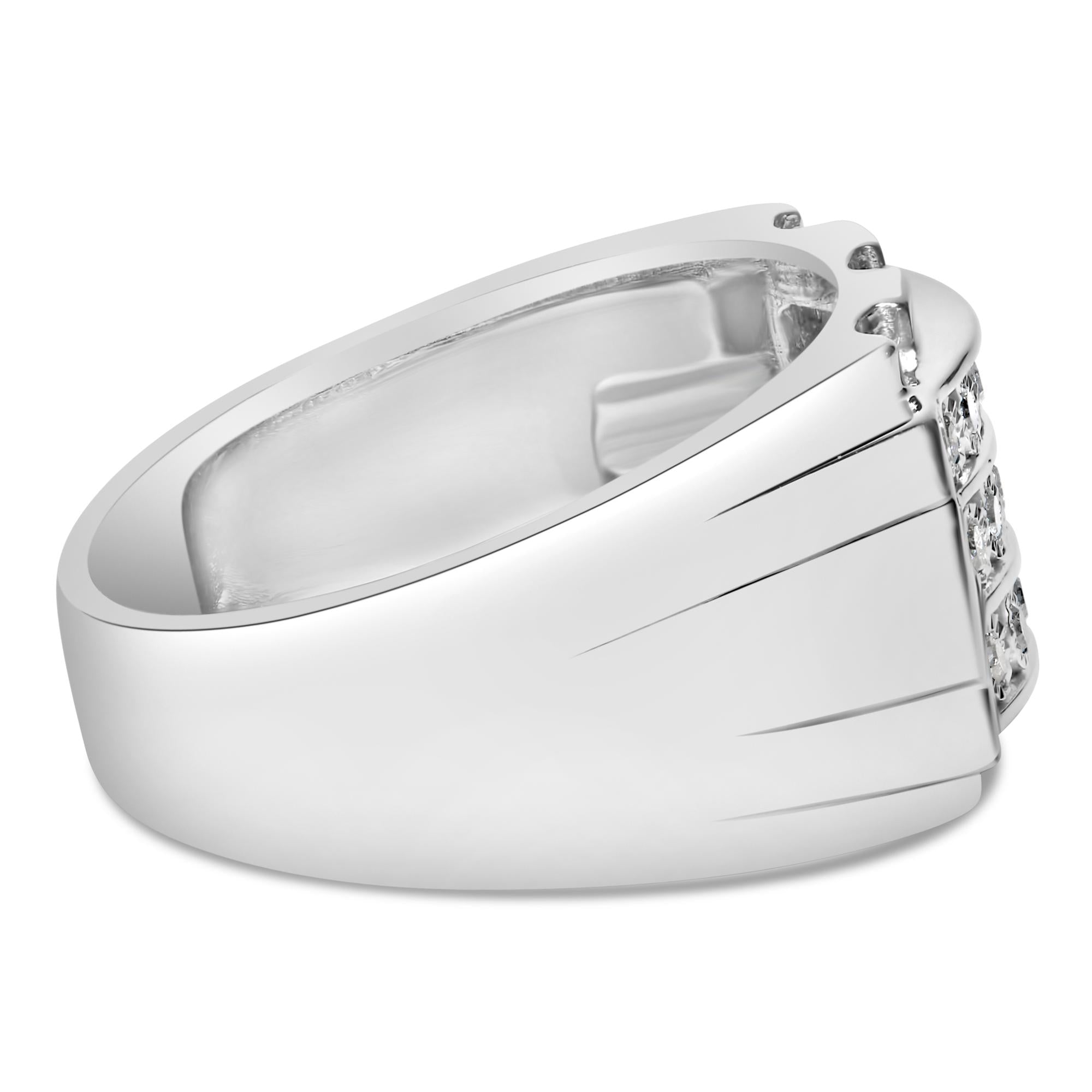 .925 Sterling Silver 1/4 Cttw Diamond Three Row Channel Band Ring (I-J Color, I3 Clarity) - Size 10 - Friggin Jewelry