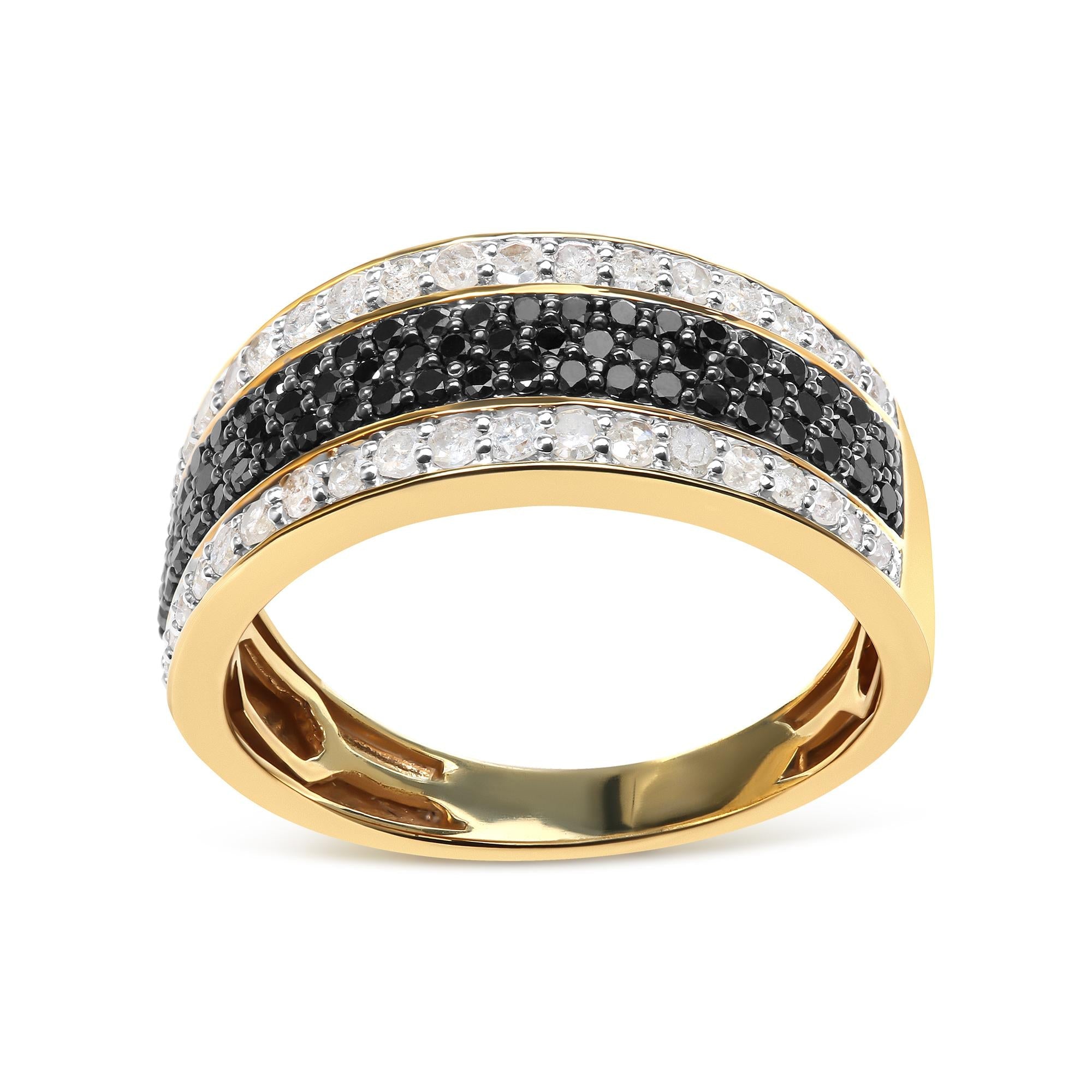 Men's 10K Yellow Gold 1 1/4 Cttw White and Black Diamond Cluster Ring (Black Color, I2-I3 Clarity) - Friggin Jewelry