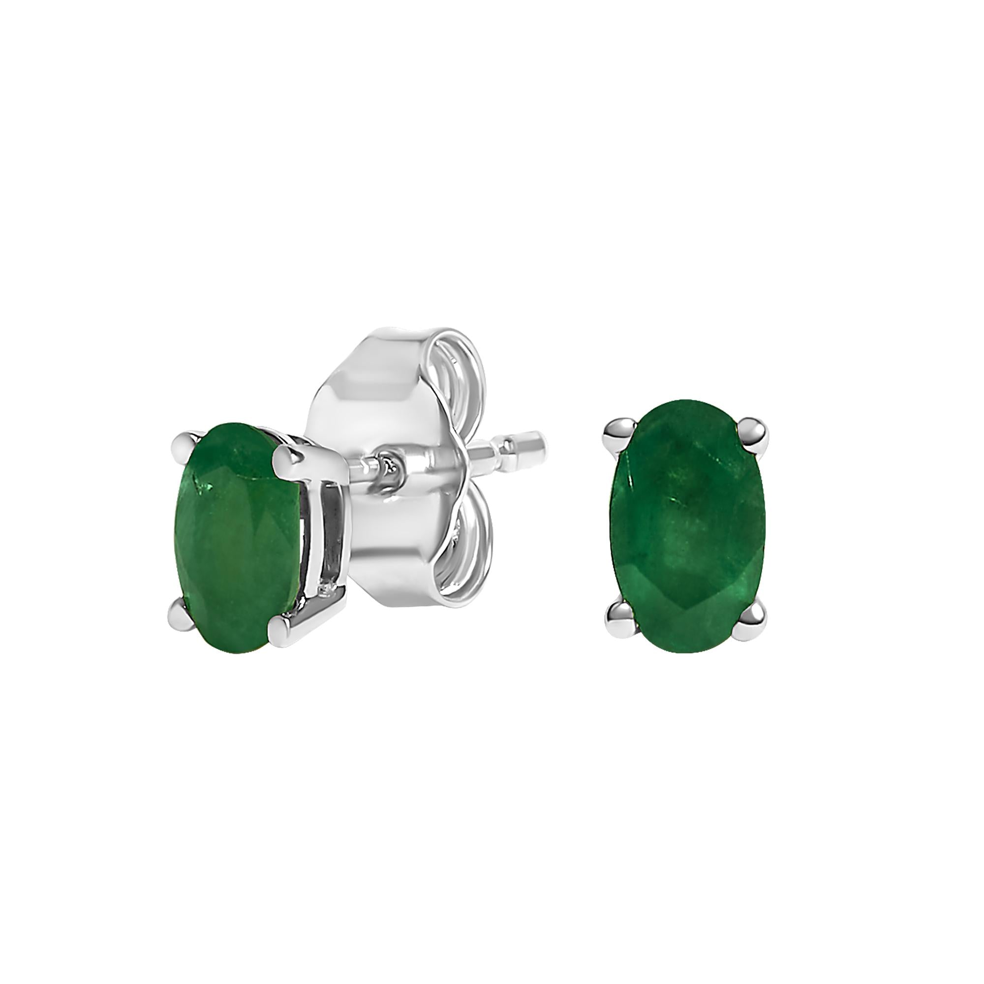 Pendientes de oro de 14 quilates con piedra de nacimiento de corte ovalado de 5 x 3 mm - Friggin Jewelry