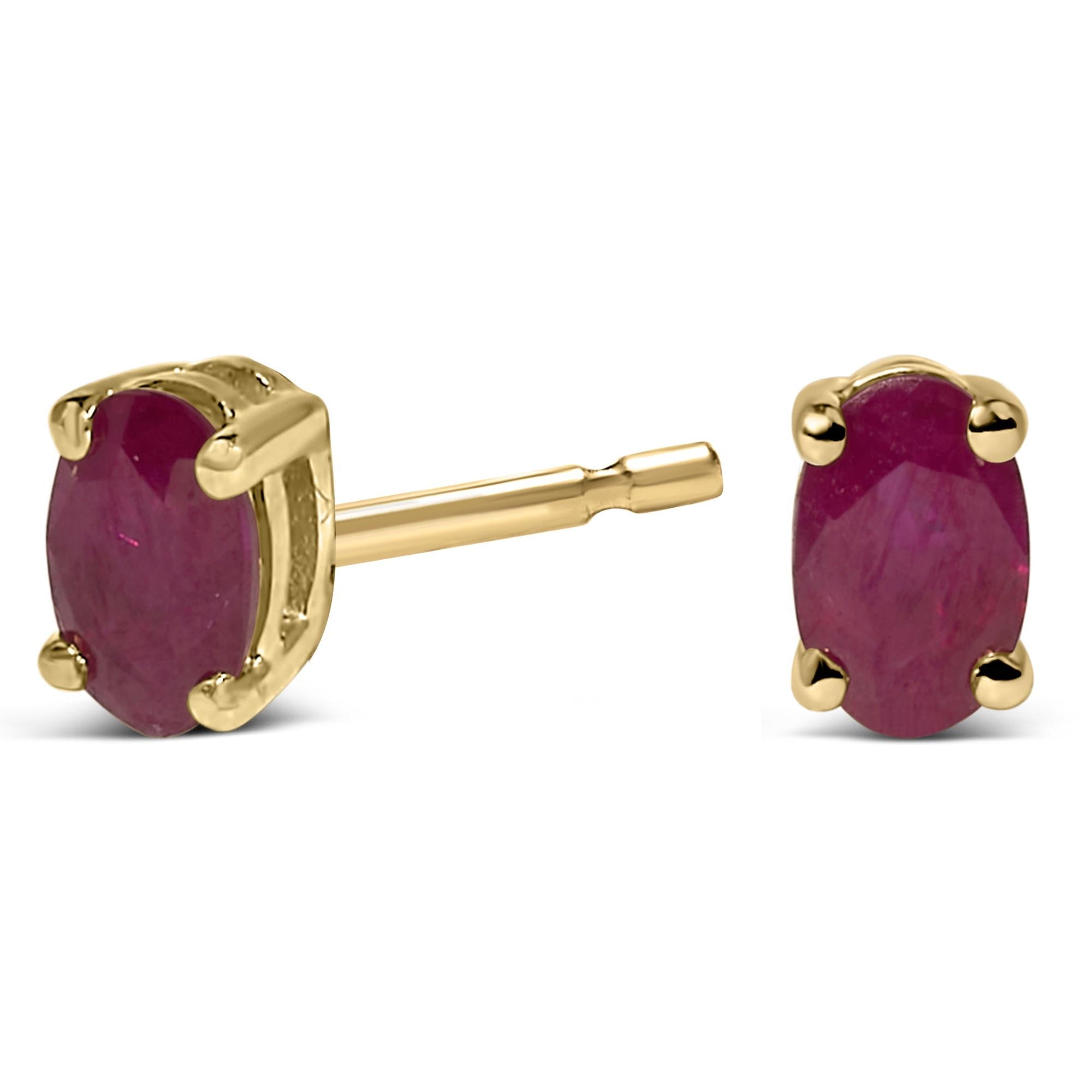 Pendientes de oro de 14 quilates con piedra de nacimiento de corte ovalado de 5 x 3 mm - Friggin Jewelry