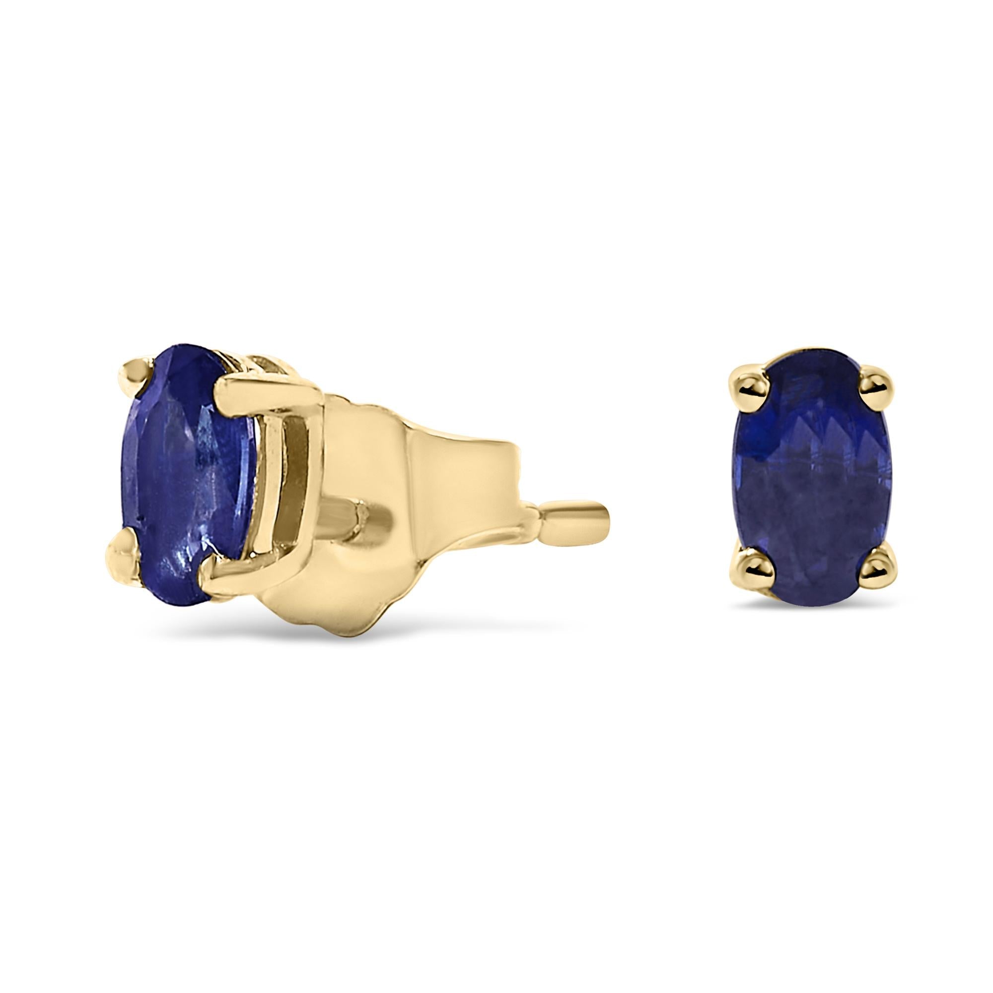 Pendientes de oro de 14 quilates con piedra de nacimiento de corte ovalado de 5 x 3 mm - Friggin Jewelry