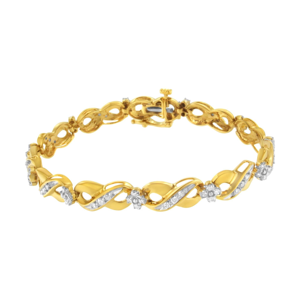 Pulsera "Amor Infinito" de oro amarillo de 10 quilates con diamantes de talla redonda (1,00 ct, color IJ, claridad I2-I3) - Friggin Jewelry