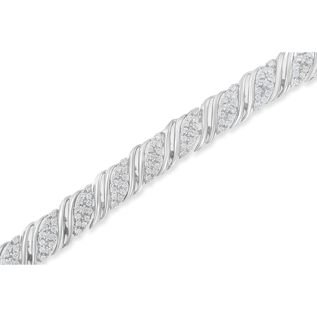 Bracciale a maglie curve a S con doppio giro di diamanti da 2,0 ct in argento sterling 925 (colore IJ, purezza I3) - 7,25" - Friggin Jewelry