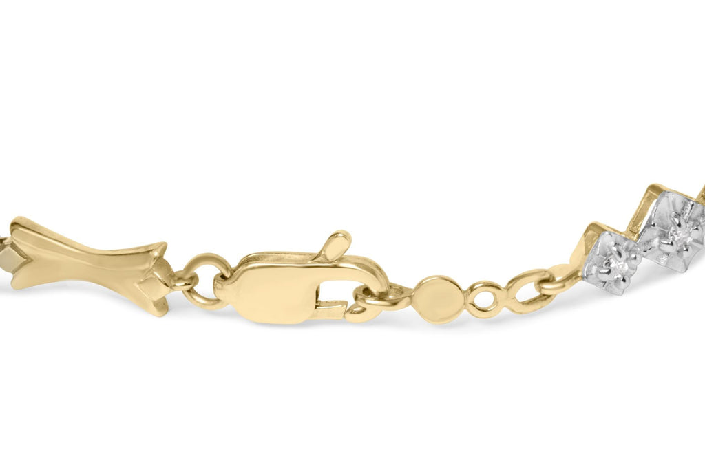 10k Gold 1/3 Cttw Diamond Miracle Set Alternating Bar and Link Bracelet (I-J Color, I1-I2 Clarity) - 7.75" Inches - Friggin Jewelry