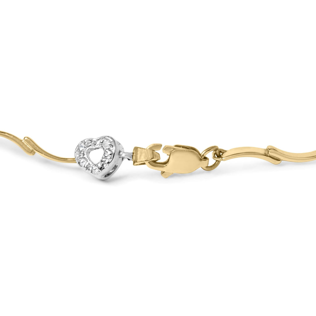 Bracciale a forma di S con cuore in oro bicolore 10k da 1/3 ct e diamanti incastonati in pavé da 7,25" (colore IJ, purezza I2-I3) - Friggin Jewelry