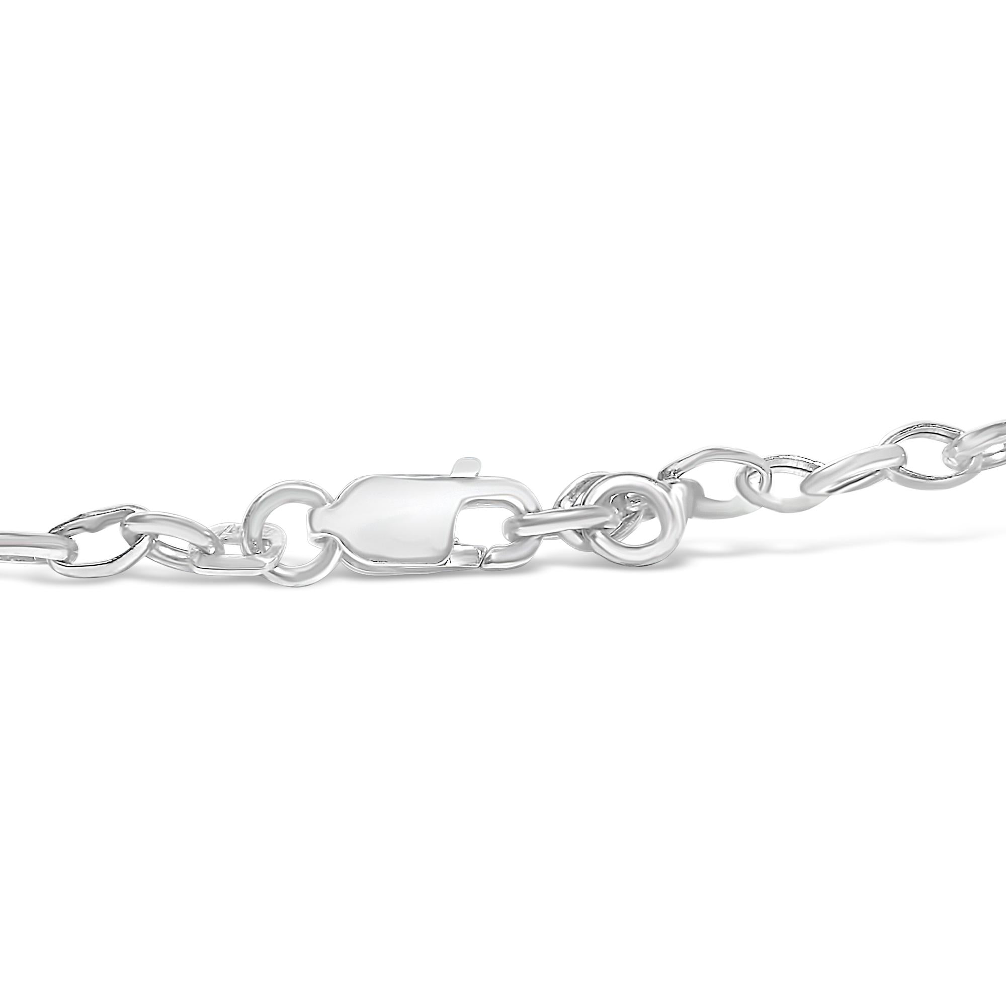 10k White Gold 1/6 Cttw Diamond "Love" Charm Cable Chain Bracelet (H-I Color, I1-I2 Clarity) - 7" - Friggin Jewelry