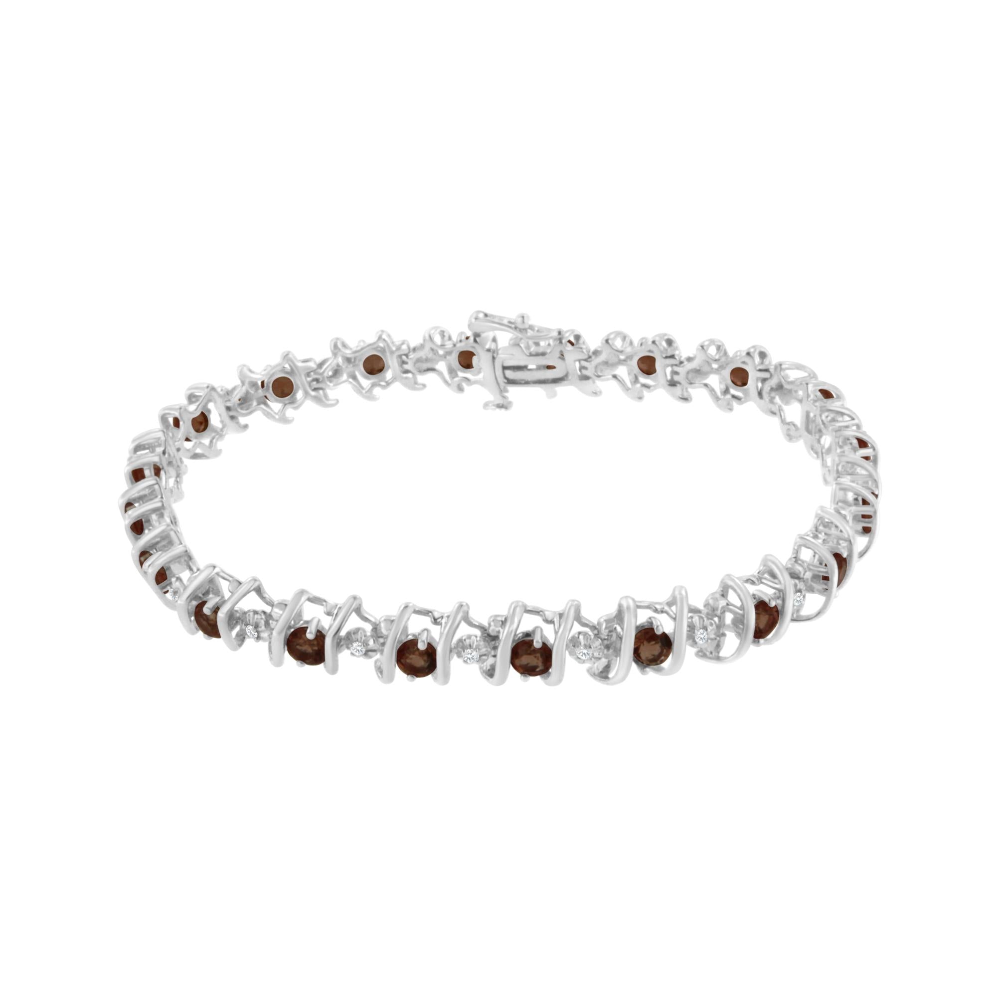 Pulsera de tenis de plata de ley 925 con piedra de nacimiento cultivada en laboratorio y diamantes redondos de 1/6 ct (color HI, claridad I1-I2) - Friggin Jewelry
